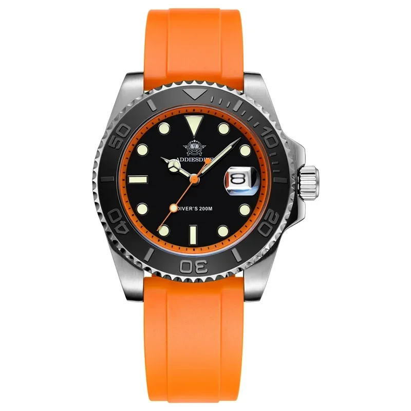 ADDIESDIVE Rubber Silicone Quartz Watch Fashion AD2040 200m Dive Watch