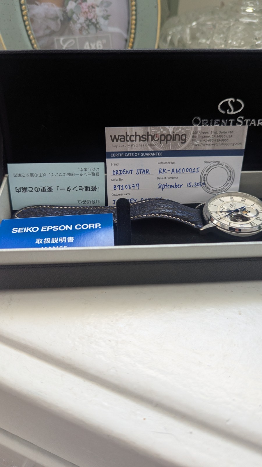 Orient Star RK-AM0001S Moonphase Automatic Open Heart Full Set Box & Papers