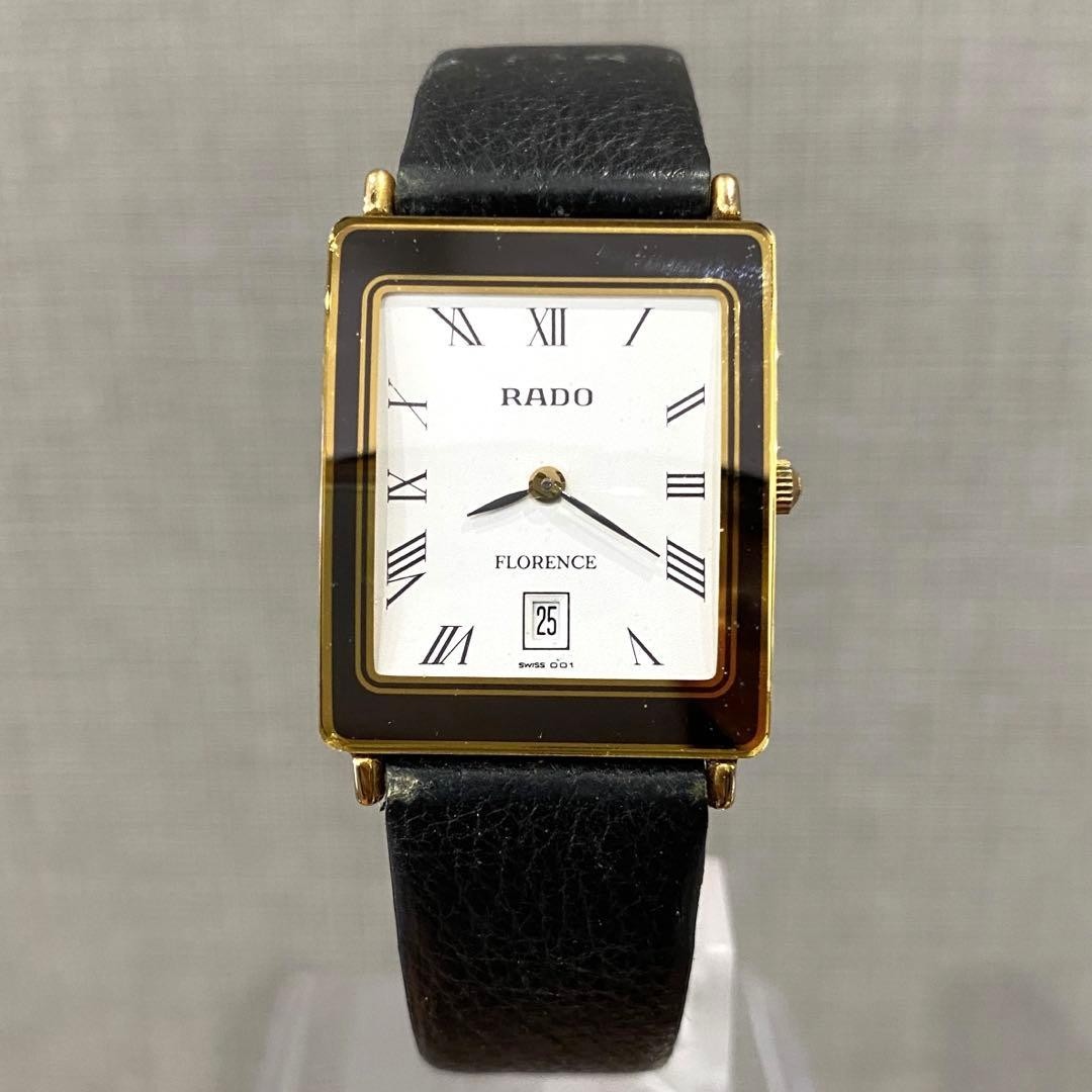 Rado Florence Quartz Watch 160.3605.2 Black Gold Square Date Swiss made Working