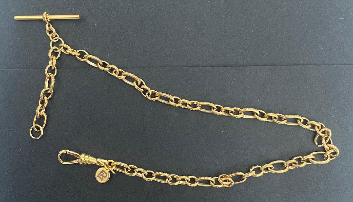 single albert Figaro link gold plated albert pocket watch chain fob peaky