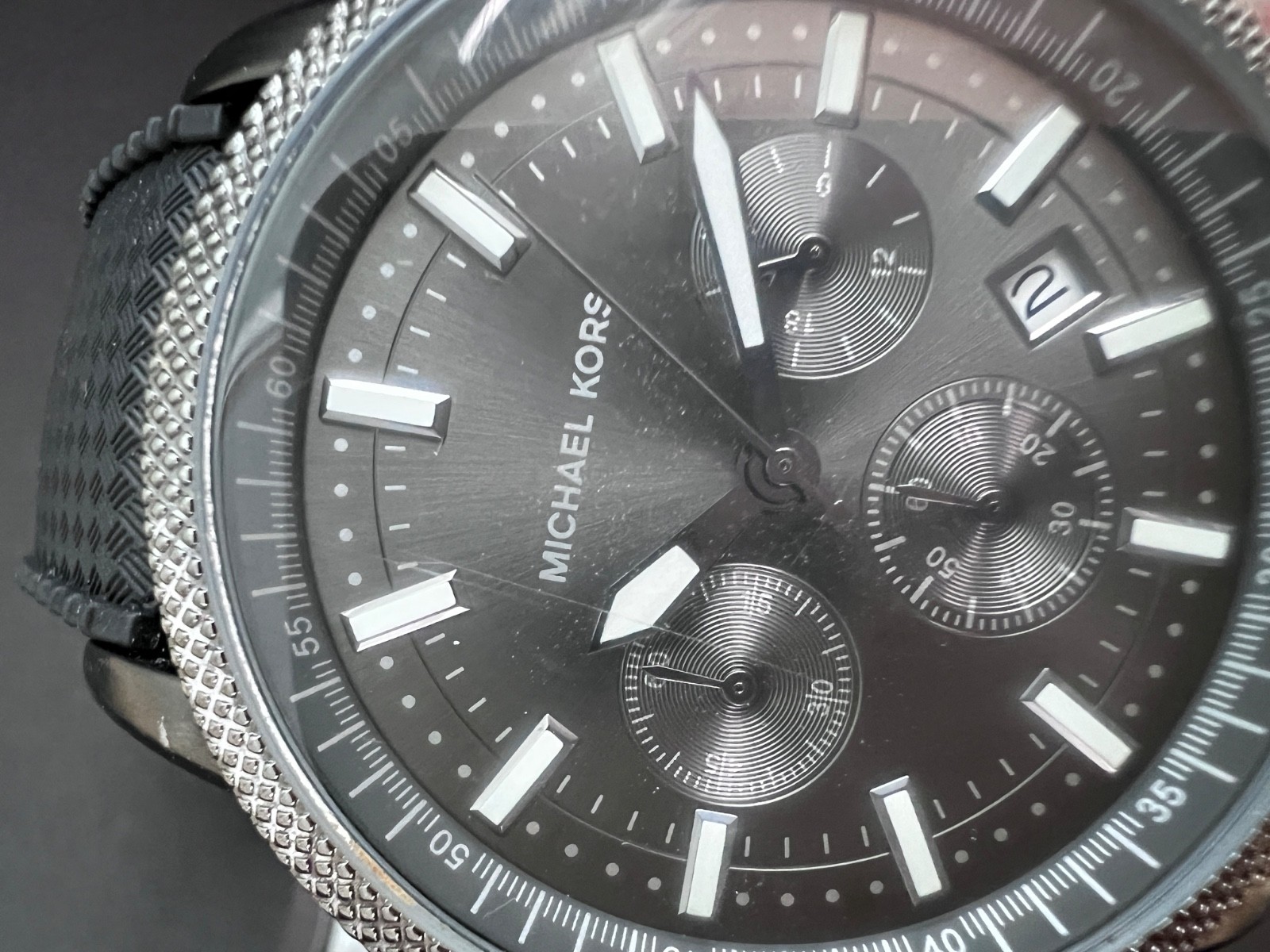 MICHAEL KORS MENS MK-8241 WATCH Black gun metal waterproof chronograph boxed
