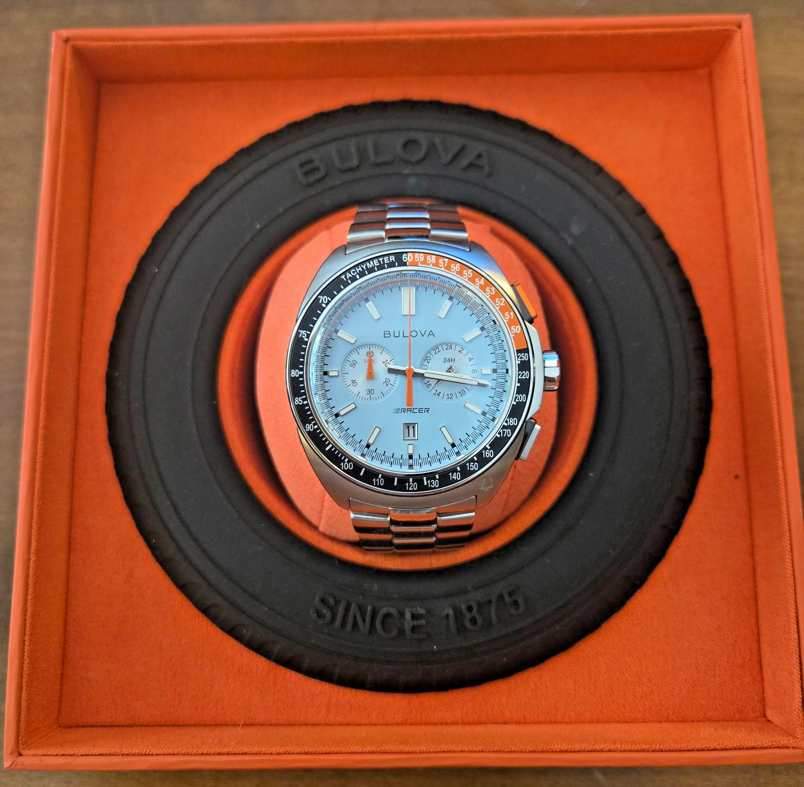 Bulova Racer Chronograph Men’s 42mm Light Blue Dial Steel Bracelet Quartz 98B432