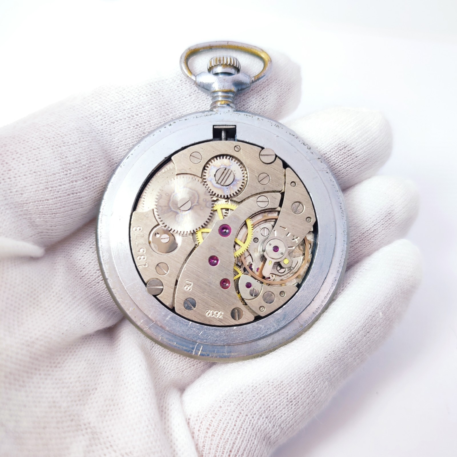⭐VINTAGE soviet pocket watch Molnia shell mechanical 3602 18jewels made in USSR*