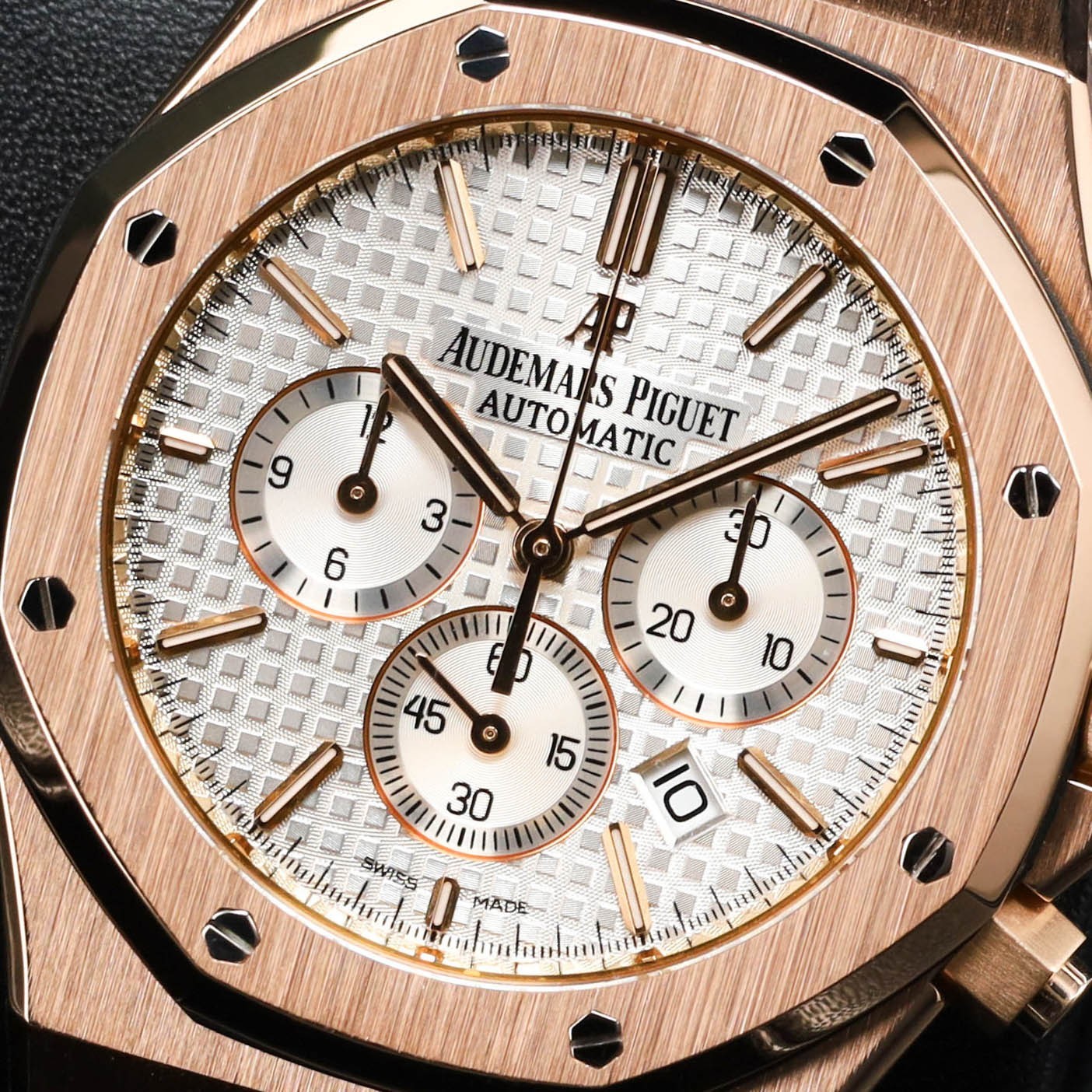 Audemars Piguet Royal Oak 39mm Rose Gold Silver Tapisserie Strap 26320OR