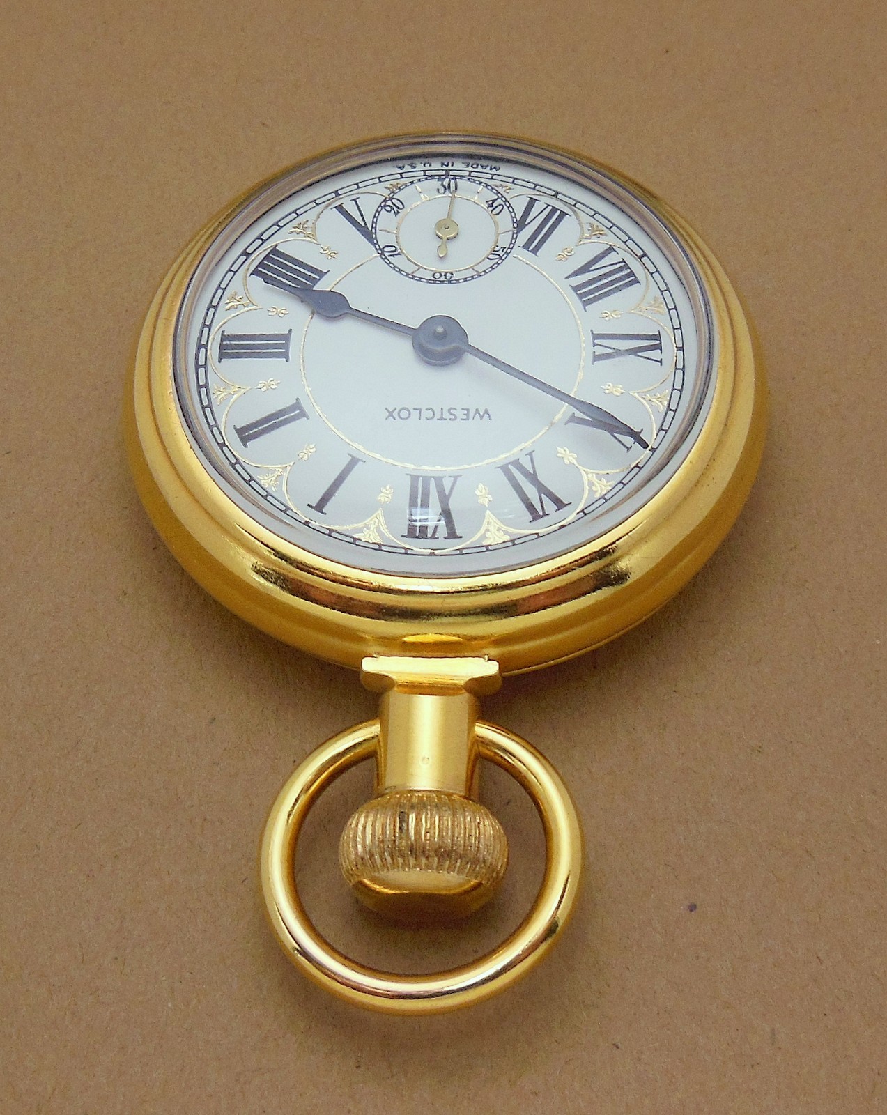 VTG Westclox ‘The Conductor’ Train Themed Mechanical Pocket Watch w/ Chain Runs