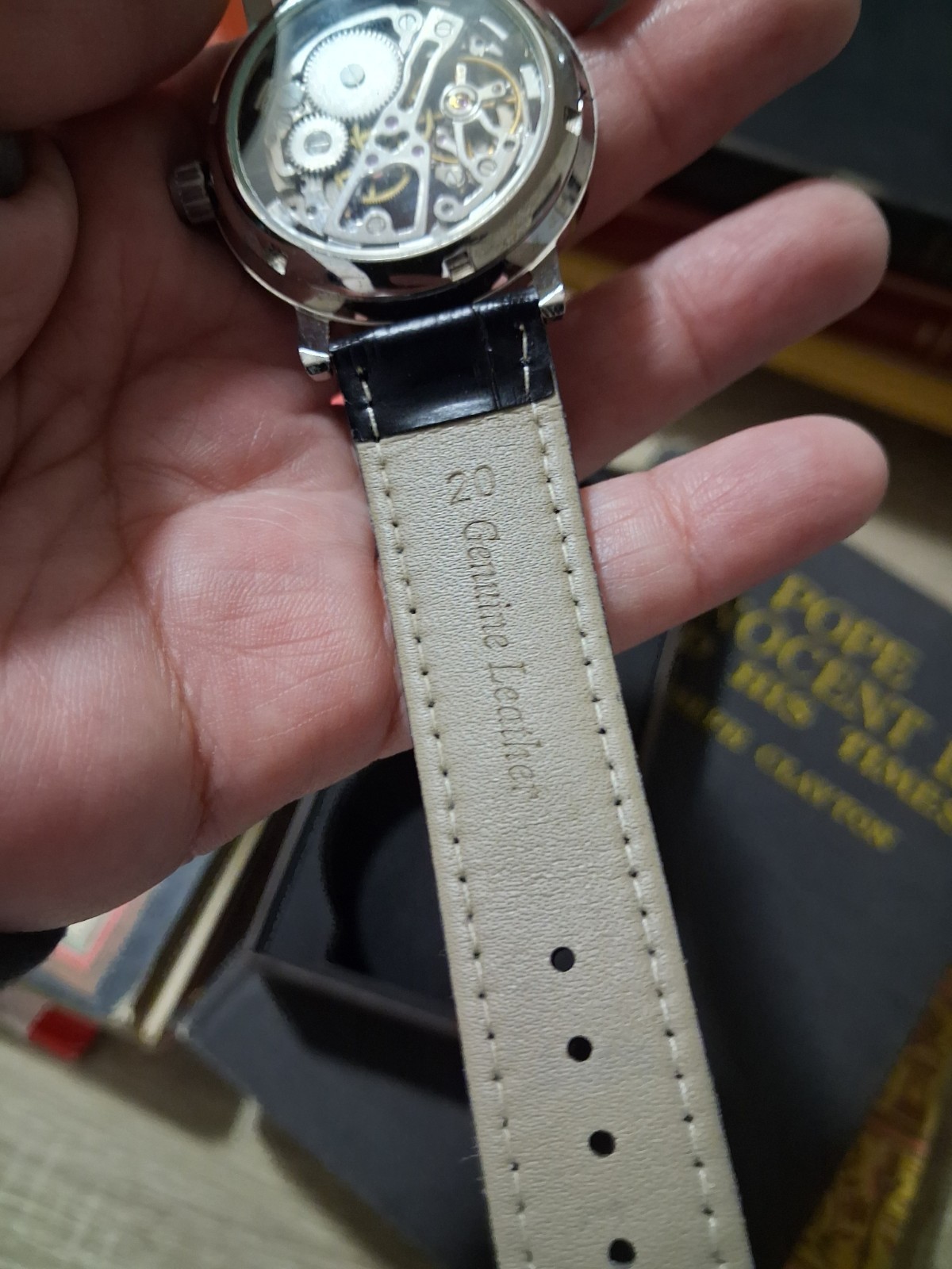 SEWOR Skeleton Manual Mechanical Watch 40mm Silver Case Brown Box – Working