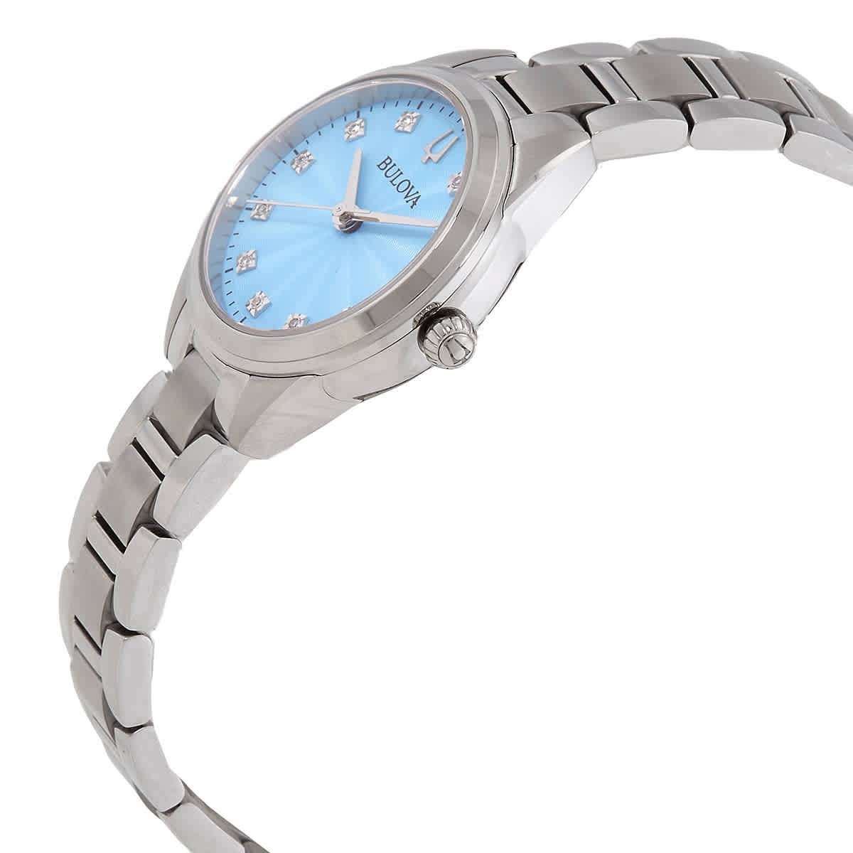 Bulova Sutton Quartz Diamond Blue Dial Ladies Watch 96P250