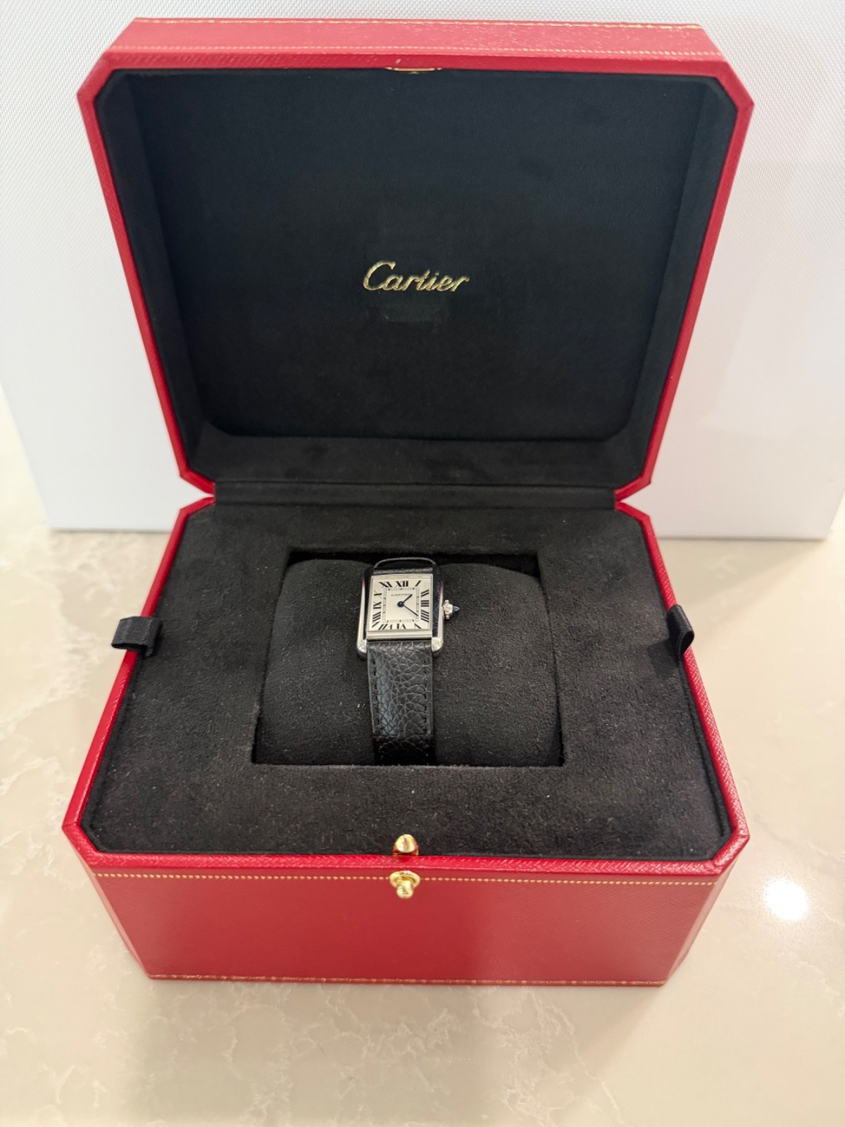 CARTIER TANK MUST, SMALL, STEEL CASE, CALFSKIN STRAP QUARTZ MOVEMENT