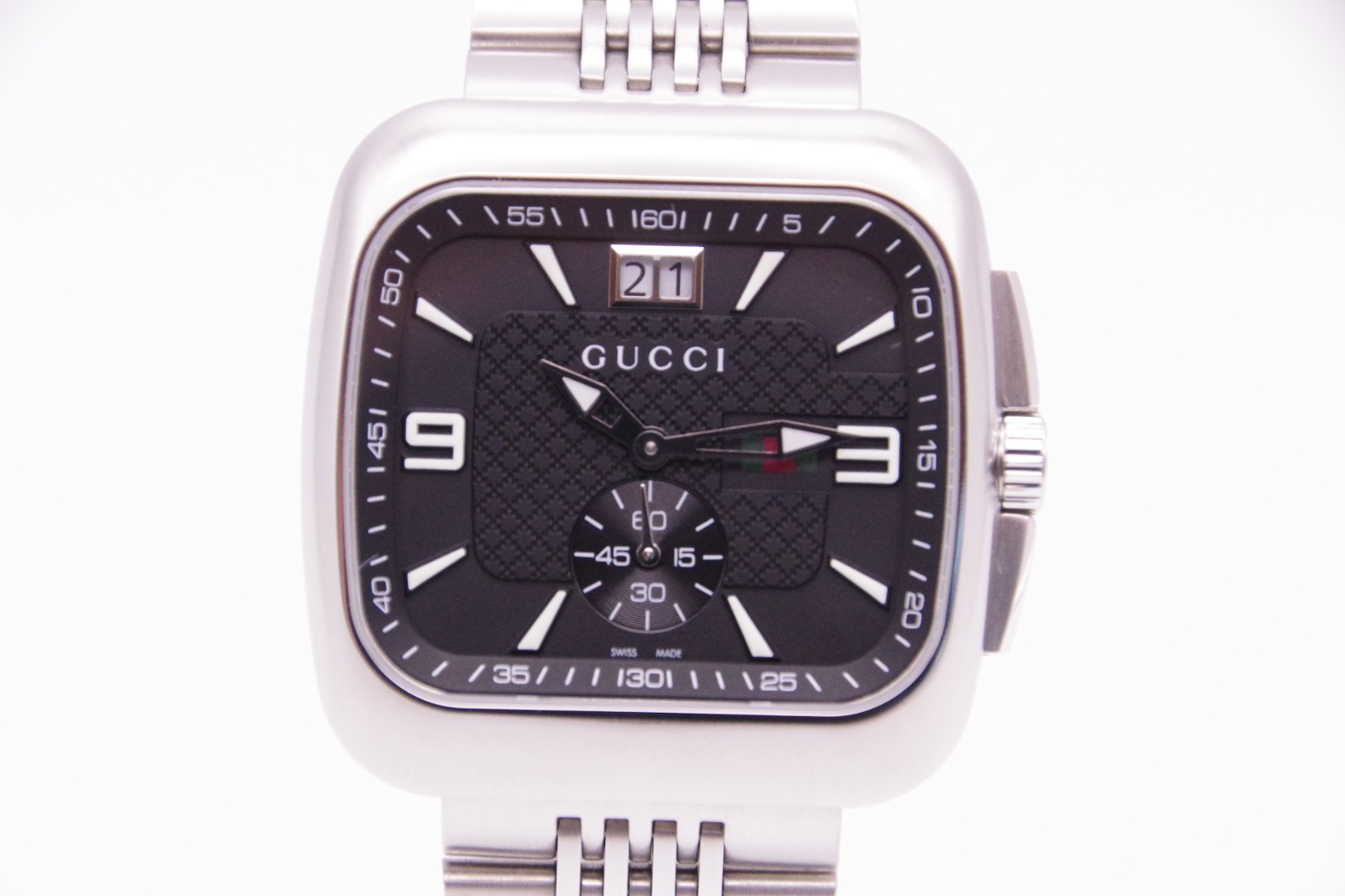 🎦New Batt [MINT w/Box] GUCCI Coupe 131.3 Black Dial Small Second Qz Men’s JAPAN