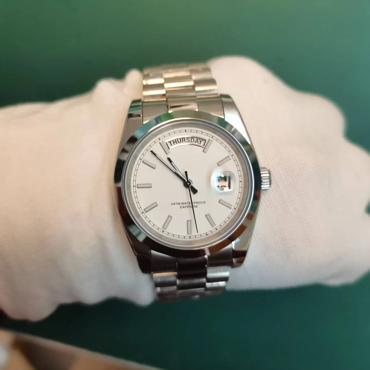 Men’s 36mm Sapphire Crystal Watch Stainless Steel Quartz 50M Waterproof
