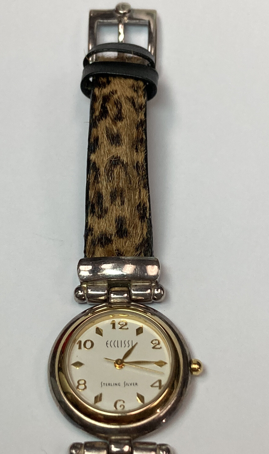 Ecclissi Sterling Silver 925 Cheetah Leopard Print Round Face Watch 21700