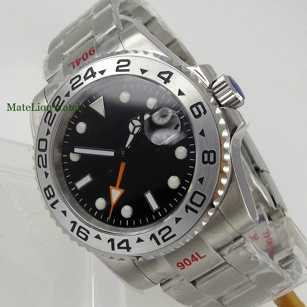 40mm Sapphire Automatic Men’s Watch GMT Date Oyster Band Green/White/Black Dial