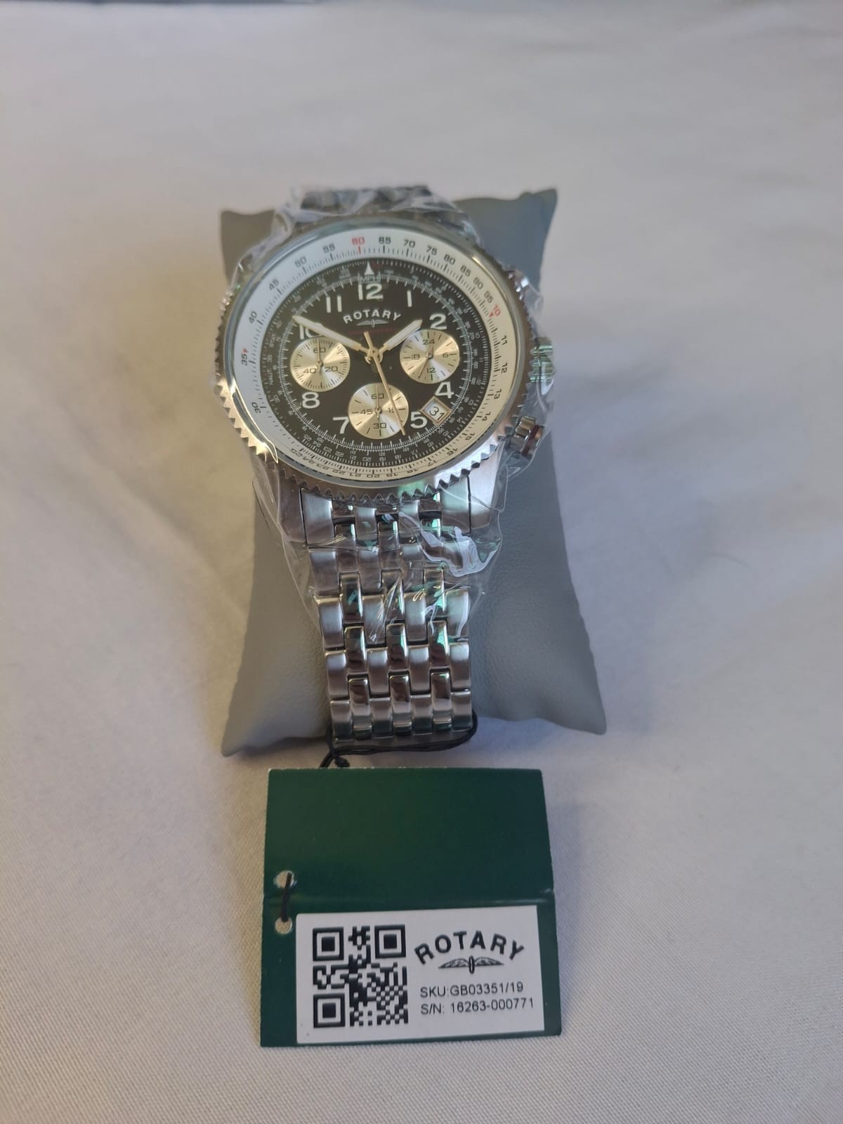 BRAND NEW Rotary Chronospeed LL00077/16 Pilot Chronograph Watch Stainless Steel