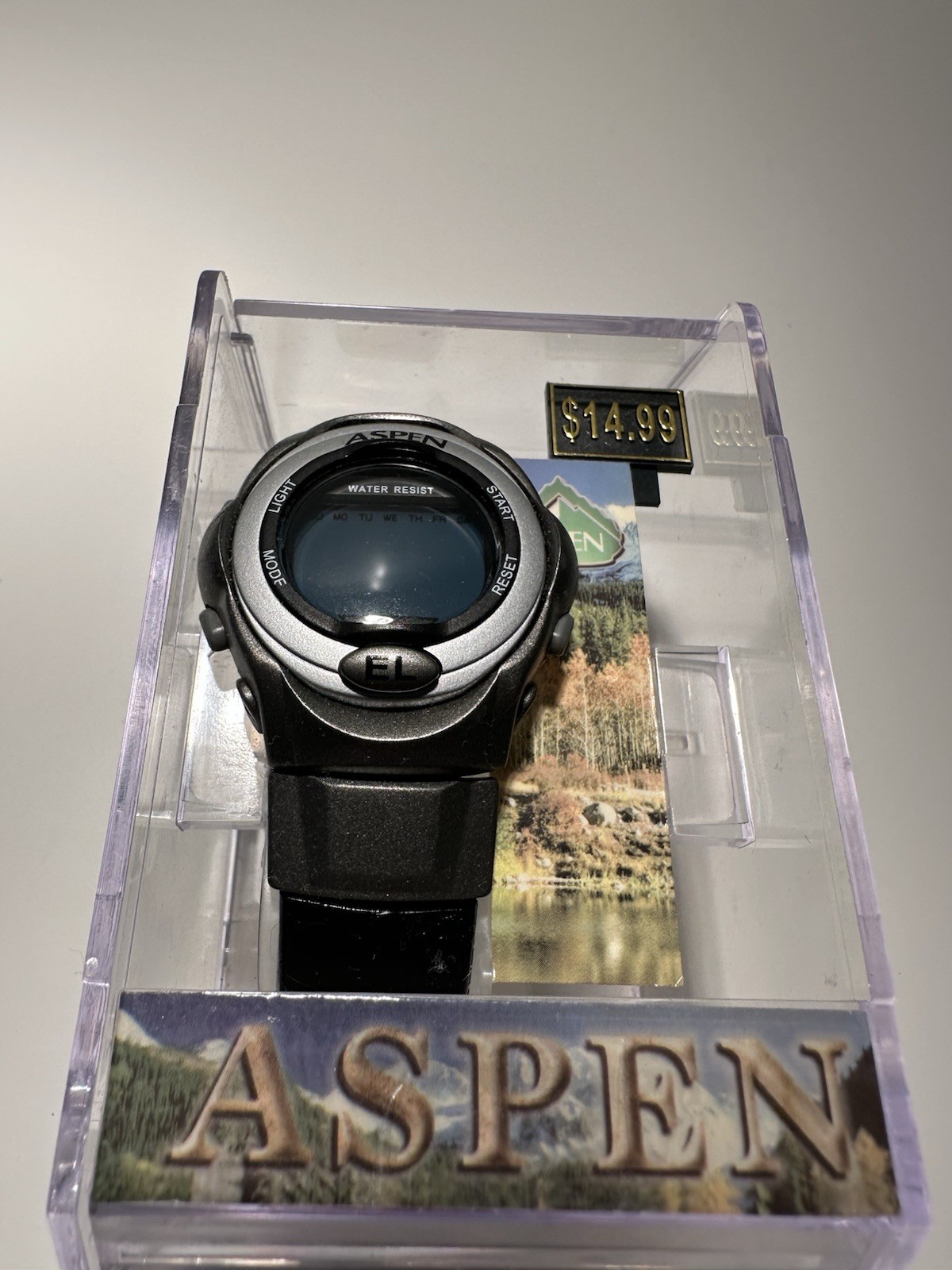 ASPEN digital watch P-jabei, 42mm, 8″ strap, Black,