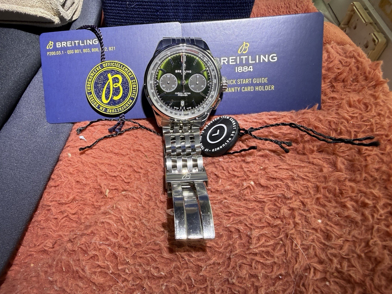 Breitling Premier Automatic Chronograph Black Dial Date Tachymeter Box