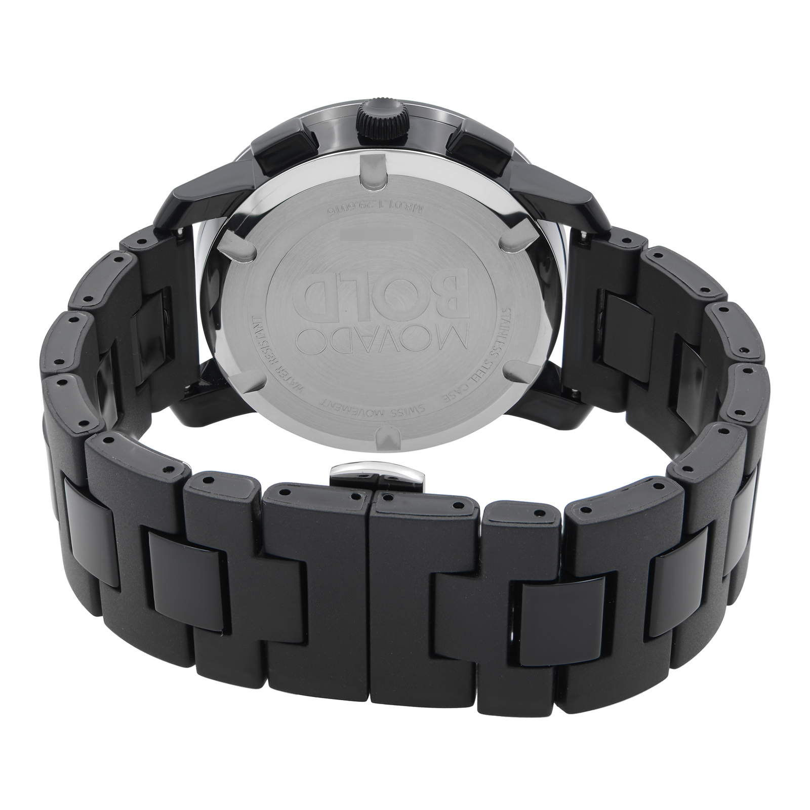 Movado Bold 43mm Steel Plastic Resin Black Dial Quartz Mens Watch 3600048