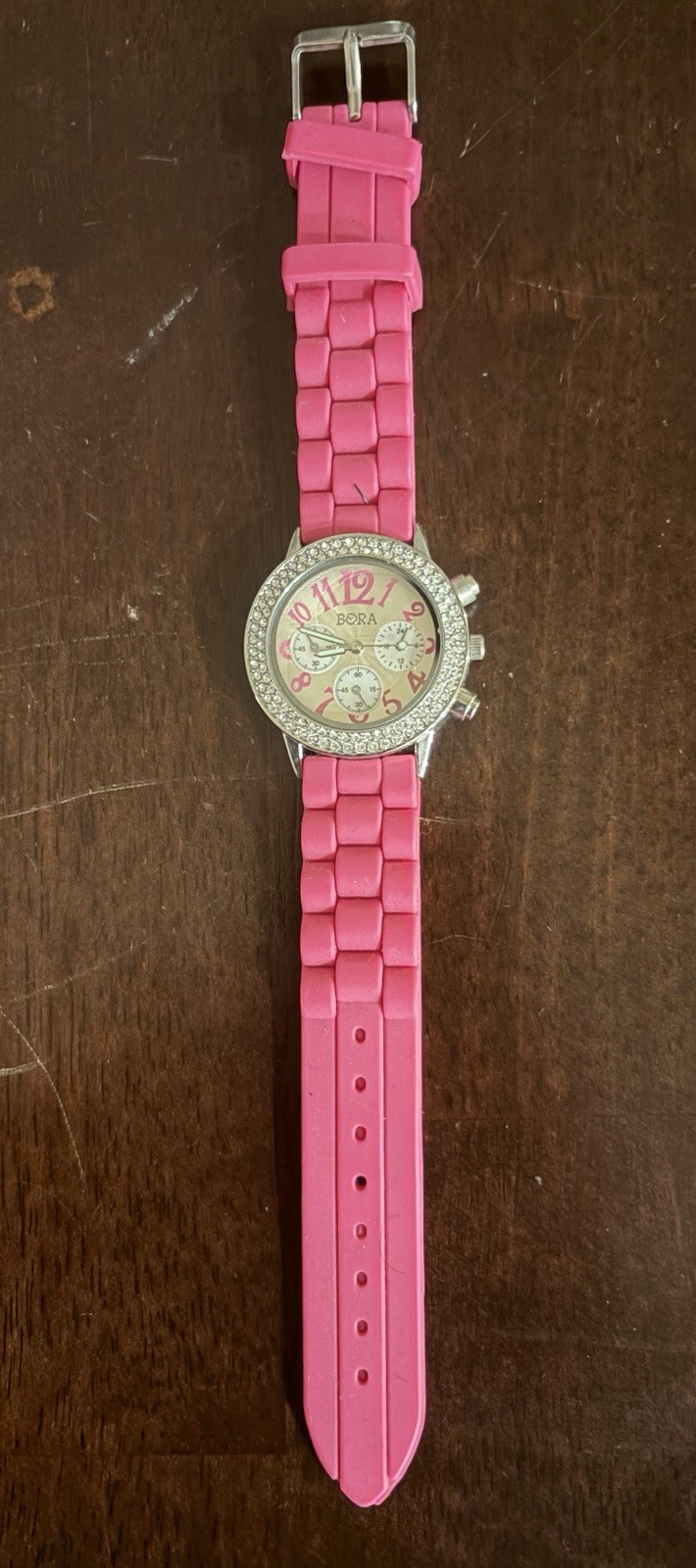 BORA Women’s Quartz Analog Watch w/Rubber Silicone Band, New Battery