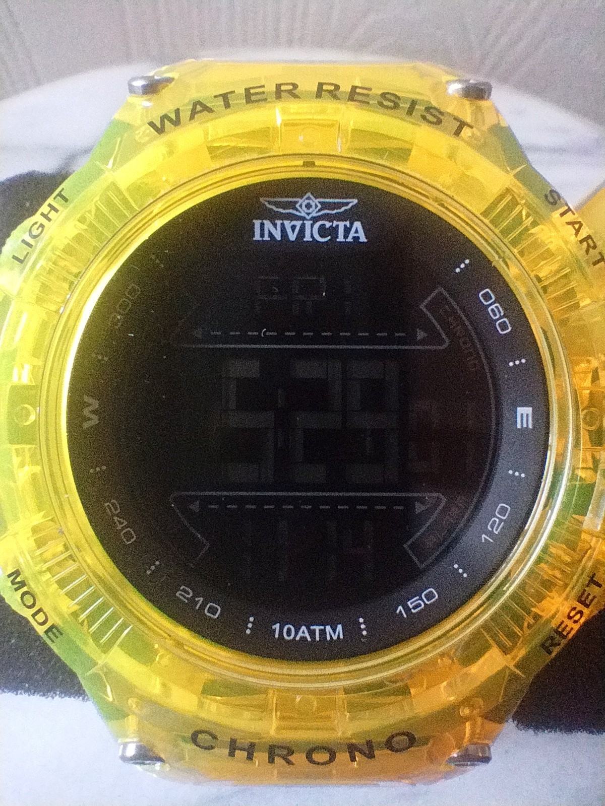 Invicta Men’s Waterproof 217399 Black Dial Yellow Silicone Band