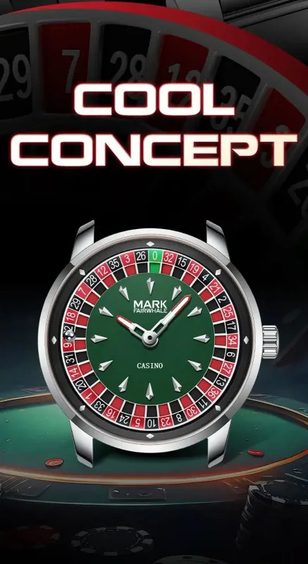 MARK FAIRWHALE Stainless Steel Roulette Dial Rotatable Luminous Quartz Watch