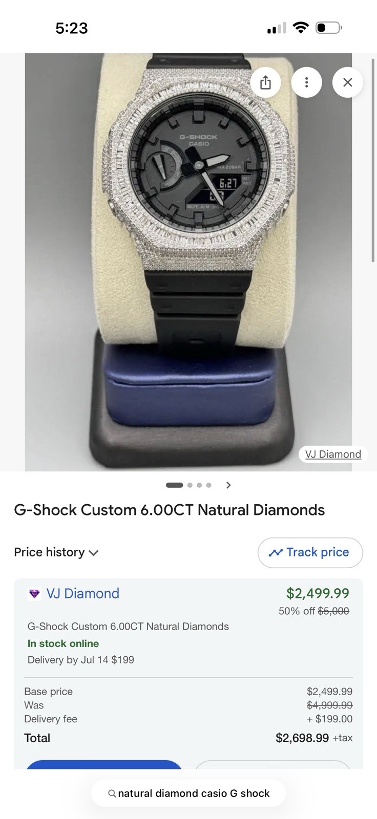 Casio G-SHOCK CUSTOM Tough Solar Bluetooth with 6.00 CT natural diamonds