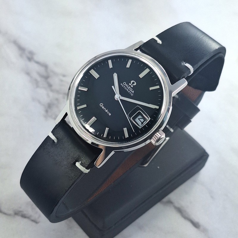 OMEGA GENEVE AUTOMATIC 24 JEWELS CAL.565 DATE REF.166.070 BLACK DIAL MEN’S WATCH