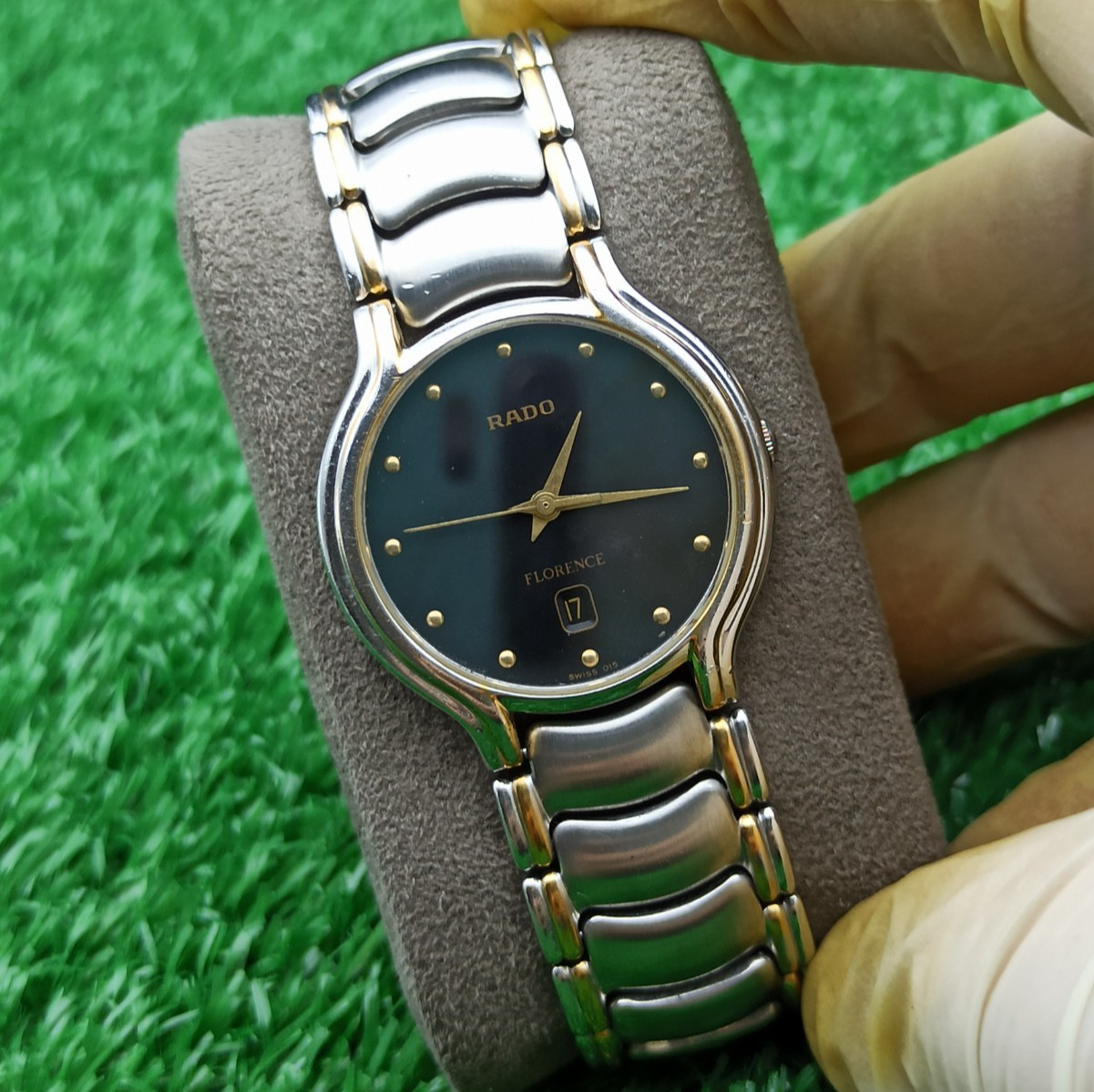 LUXURY RADO FLORENCE CLASSIC WATCH QUARTZ DARK DIAL MEN VINTAGE 80s SWISS MADE