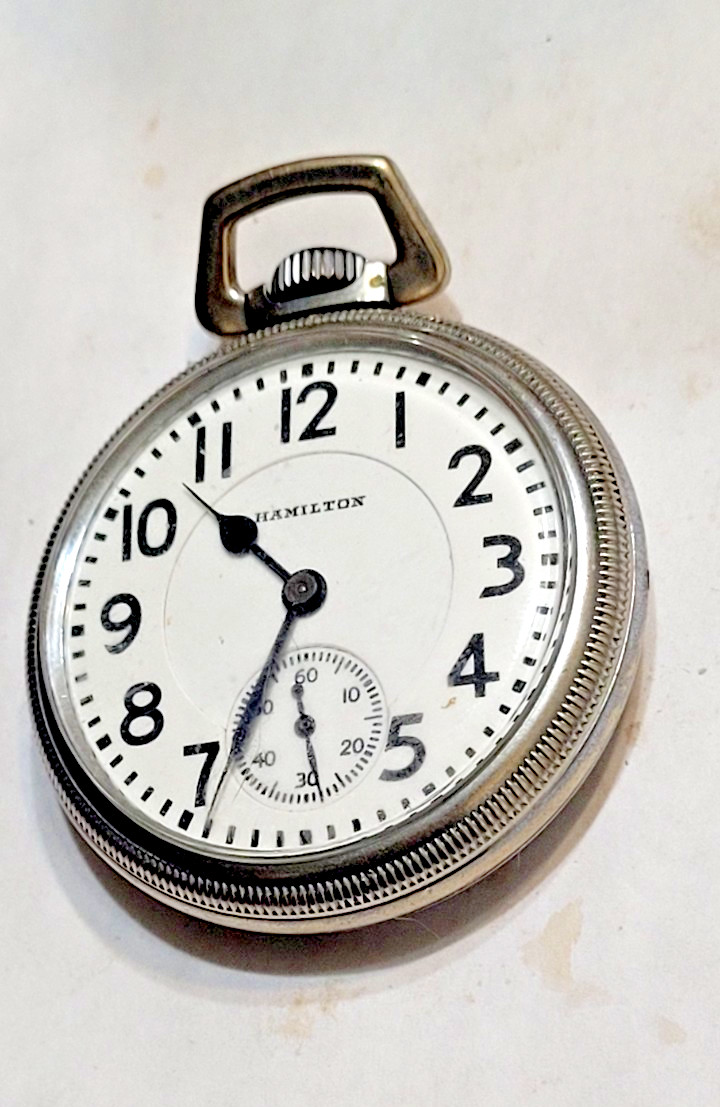 1936 Antique Hamilton 992E Elinvar Railroad Pocket Watch 21J Size 16.