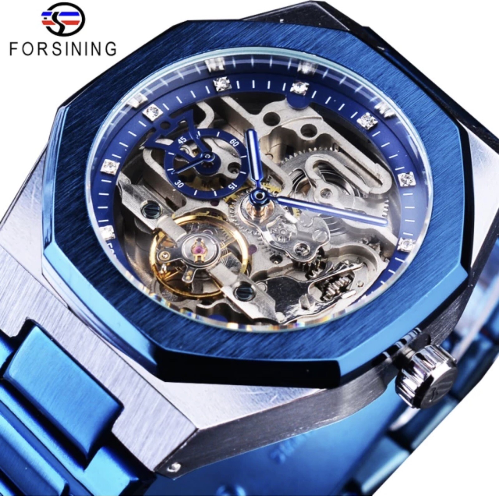 Men’s Skeleton Mechanical Luminous Luxury Waterproof Octagon Shape Watch