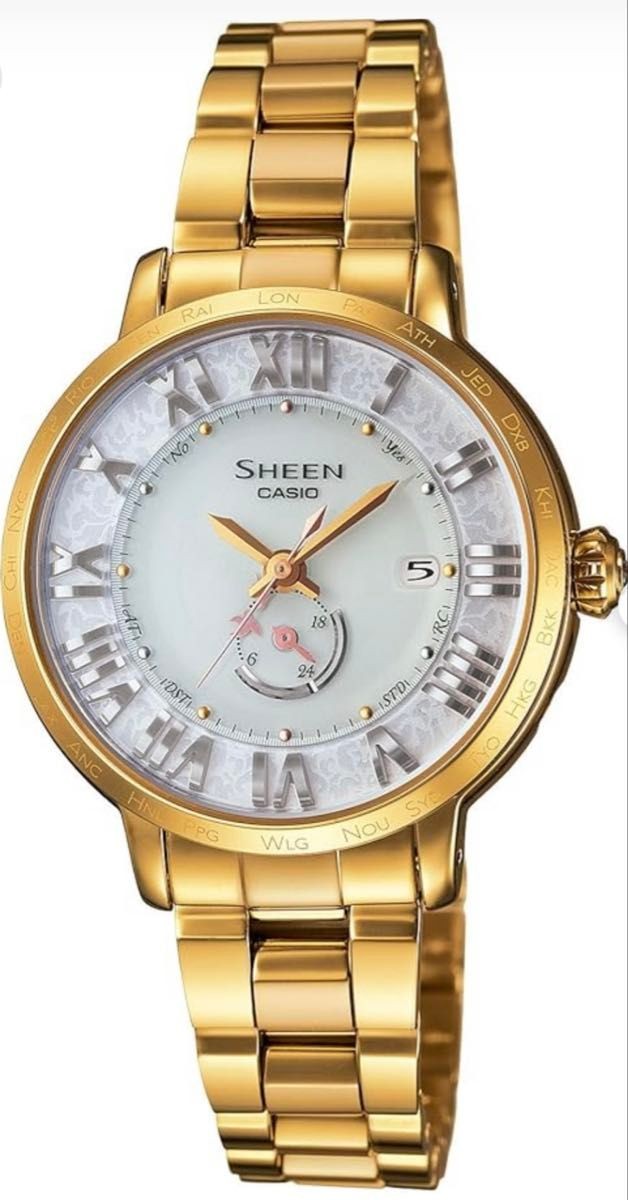 Pre-Owned Casio SHEEN SHW-1600GD-7AJR Yellow Gold IP Watch