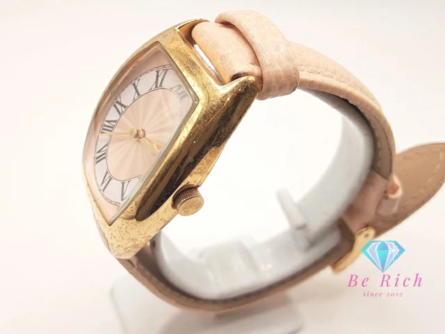 [A1R] Menard AA 013461 Tonneau Pink SS Leather Quartz Watch [m3x]