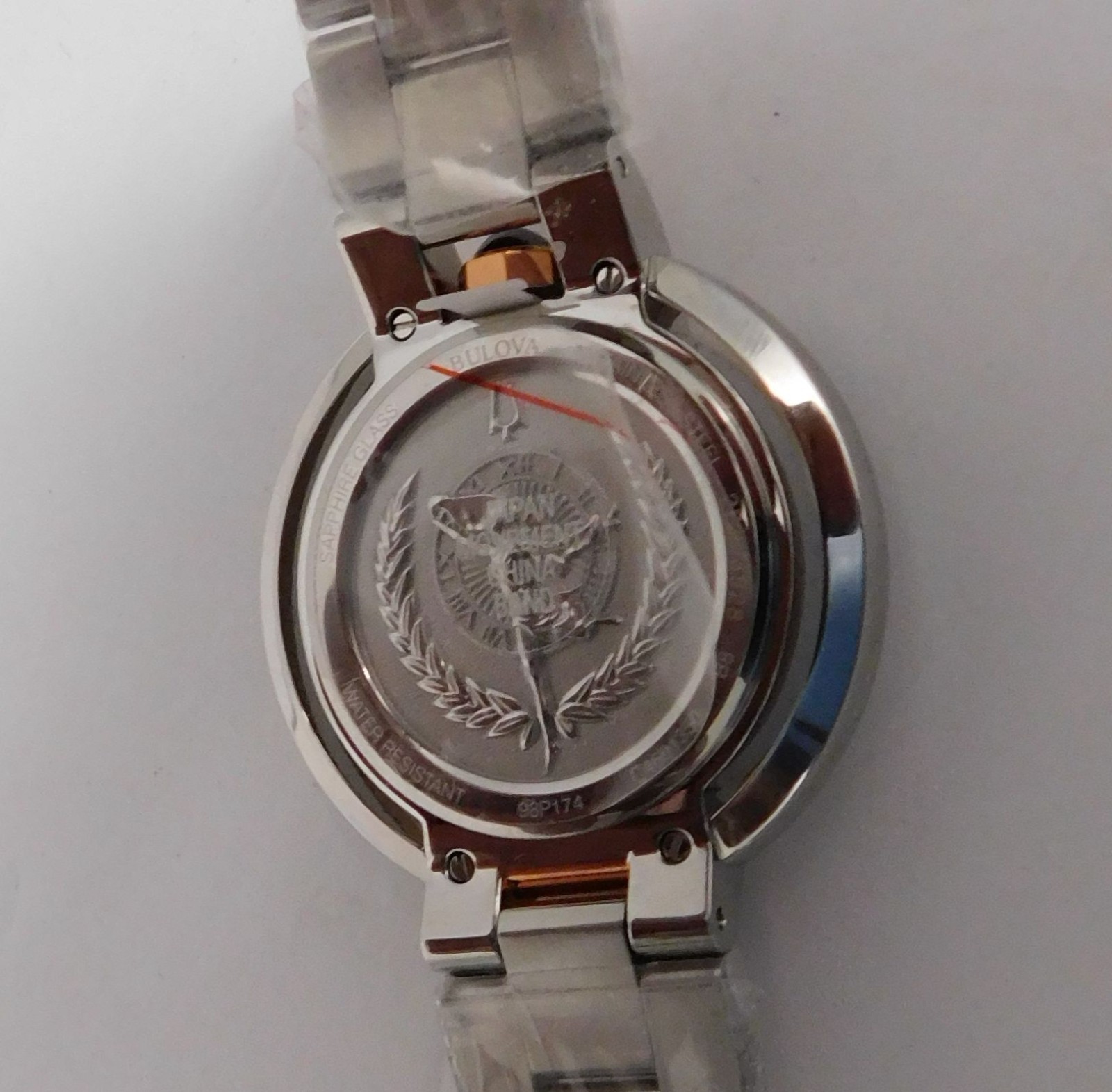Bulova 98P174 Rubaiyat Diamond Stainless Silver & Rose Gold Tone Ladies Watch