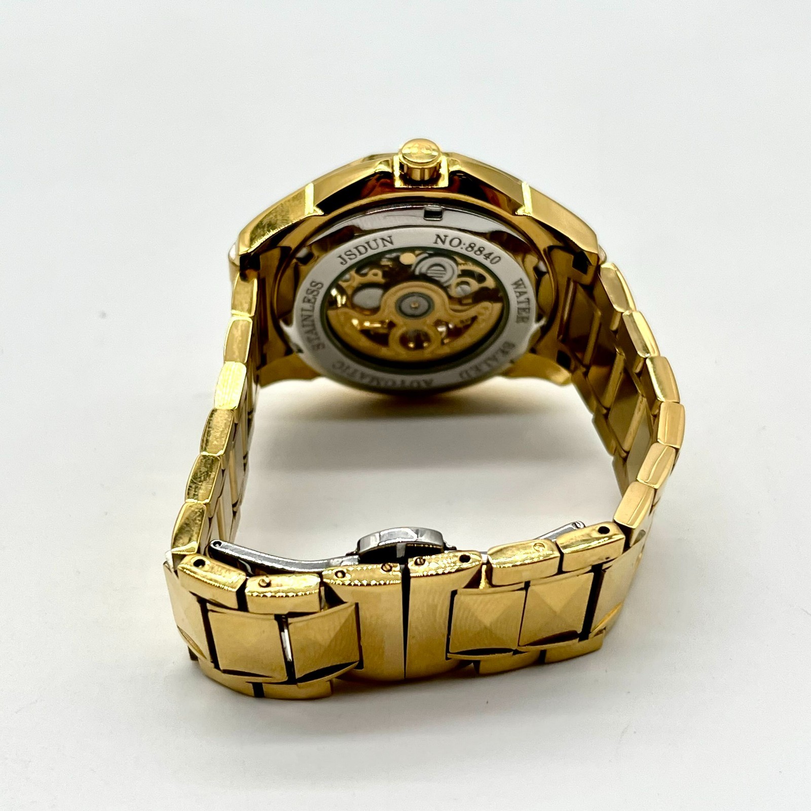 JSDUN Men’s Stainless Steel Case Water Resistant Wristwatch Gold Model 8840