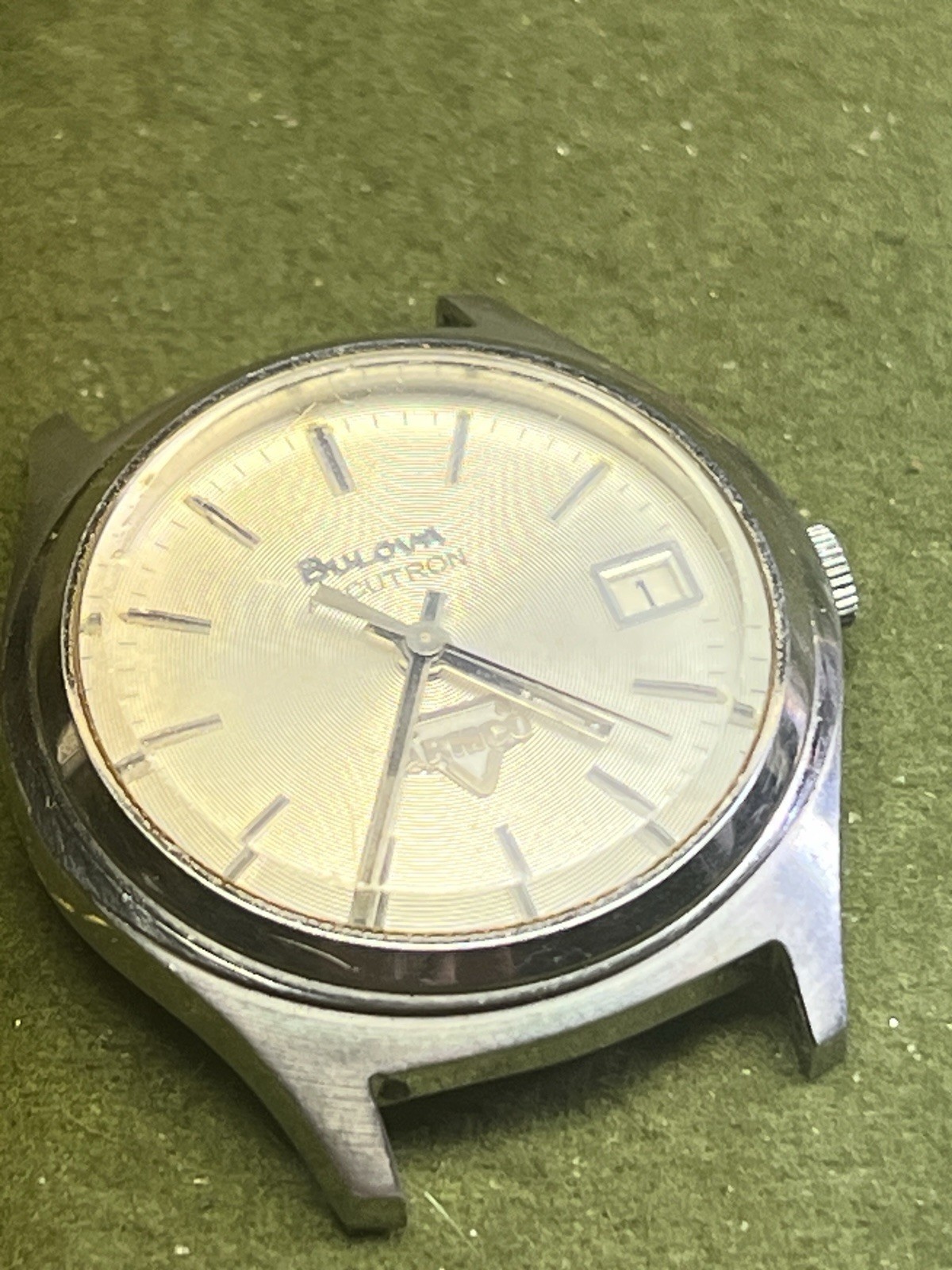 Vintage Bulova Accutron N7 35mm Watch Quartz Head Only – WORKS! Lug Hole Issue.