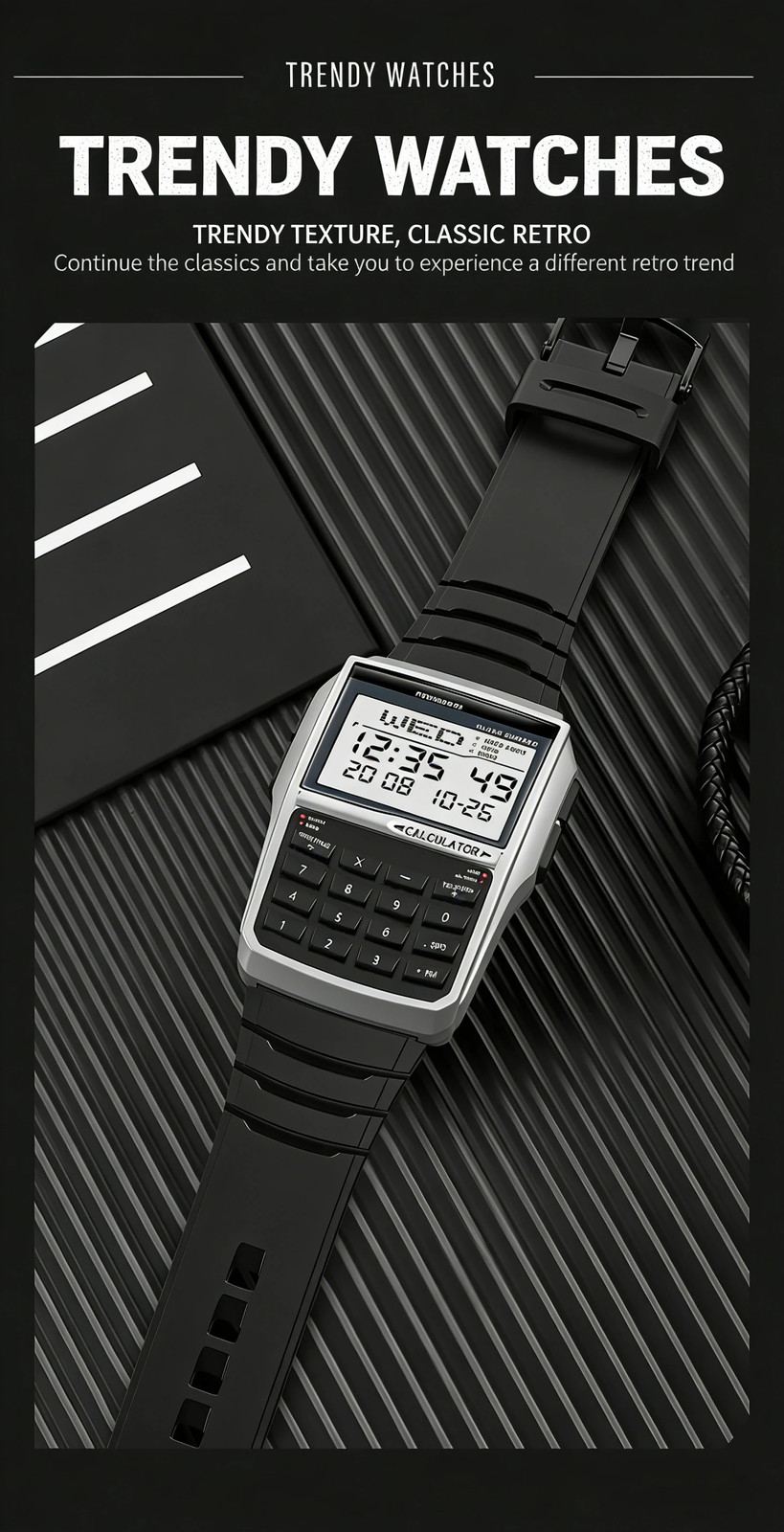 Men’s Digital Calculator Watch LED Multifunction Sports Wristwatch
