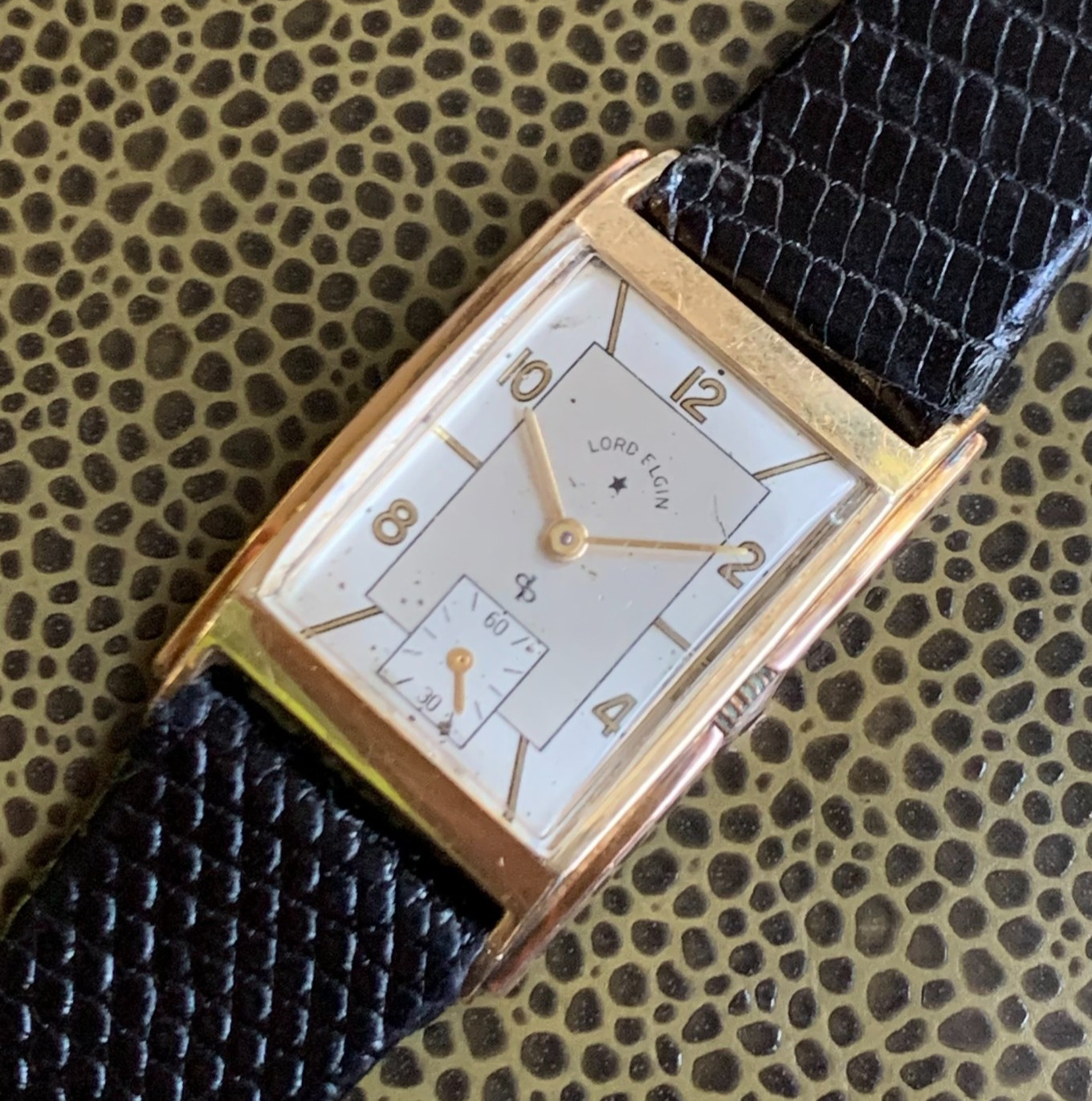 1946 Lord Elgin Grade 559 Two Tone Rose & Yellow Gold Filled Art Deco Wristwatch
