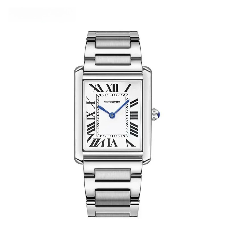 Men Women Square Dial Quartz Watch Leather Strap Waterproof Sport Casual