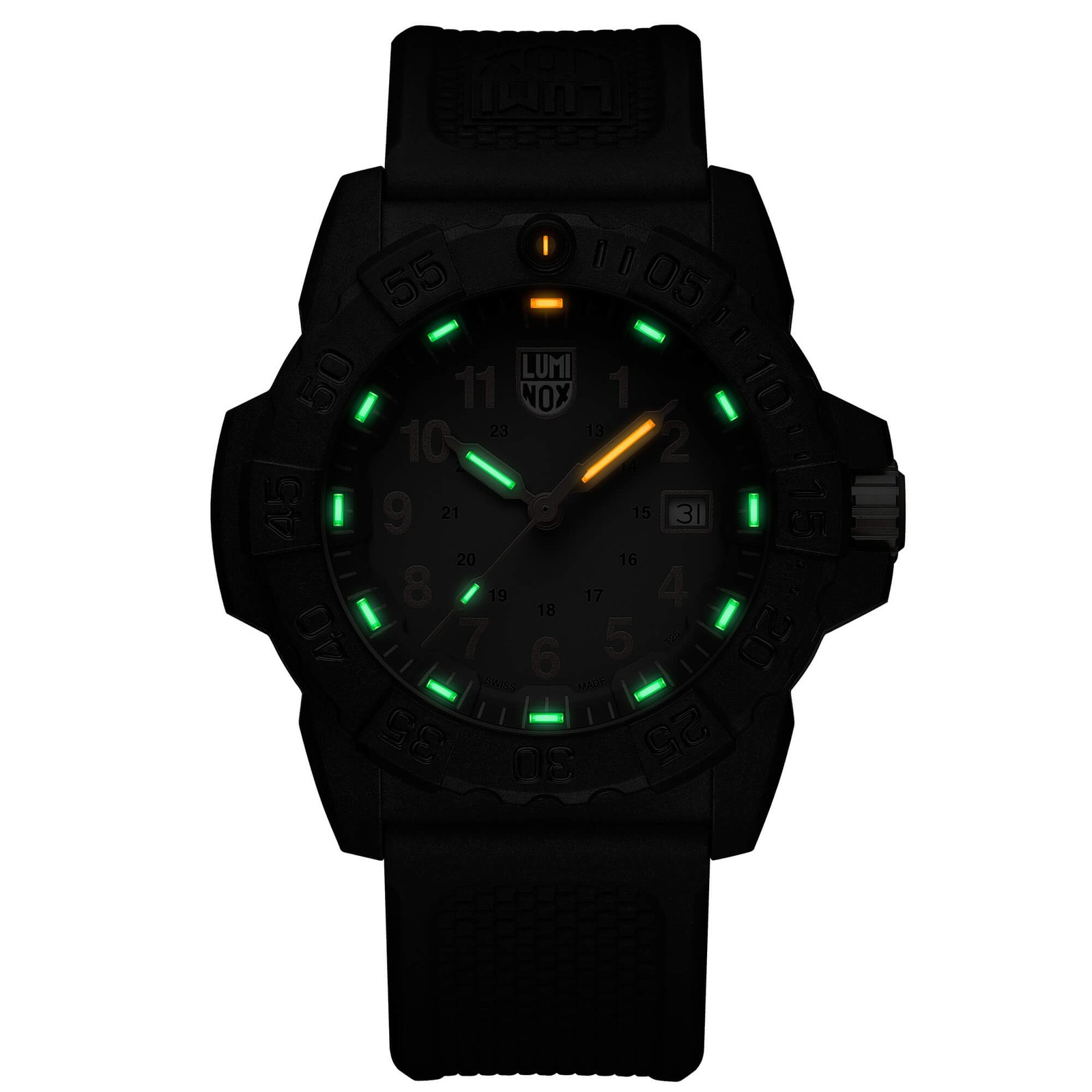 Luminox Men’s Watch Navy Seal Quartz Black Steel Case Rubber Strap 3508.Gold
