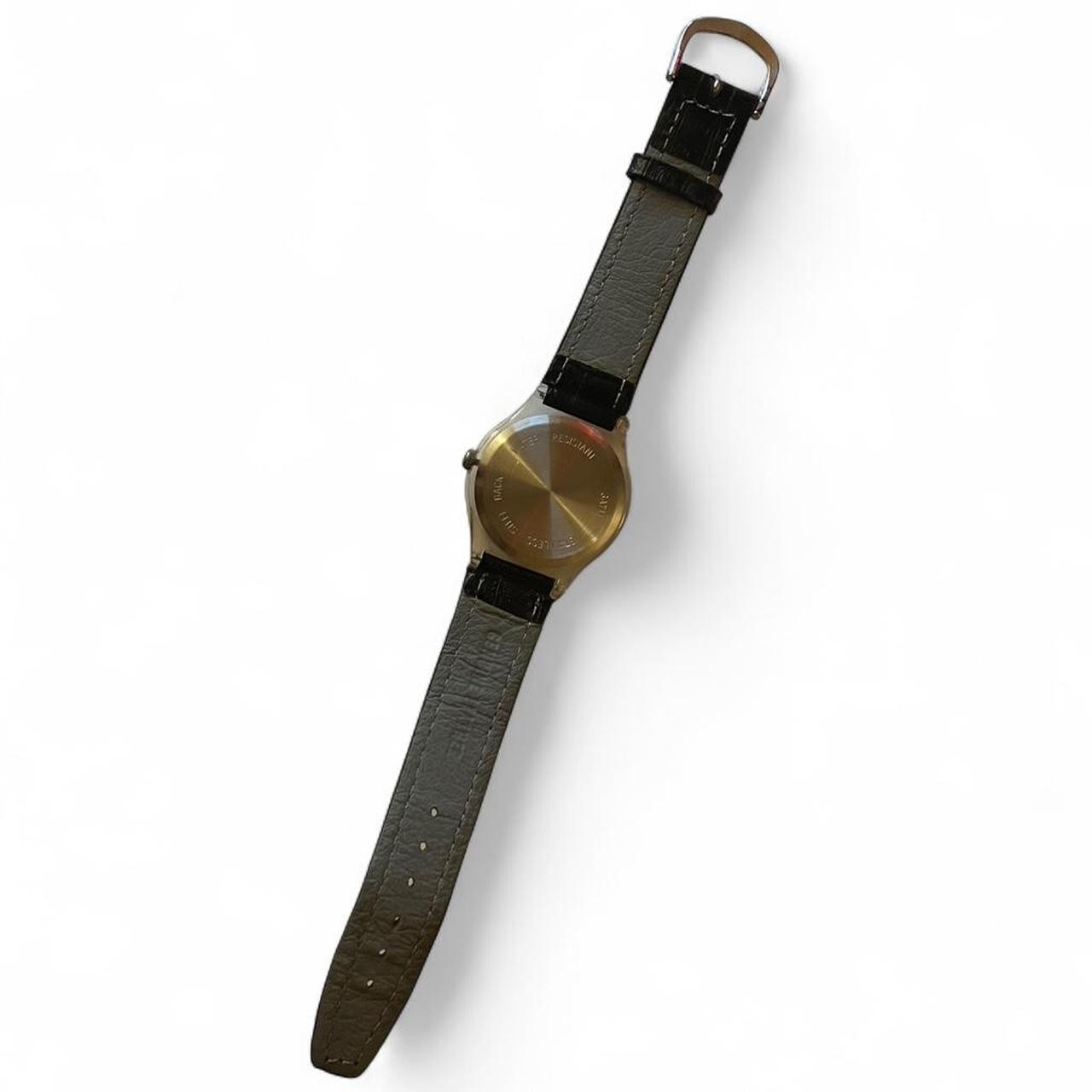 Vintage Clear Art Watch – Red & Black Abstract Design – Needs Battery Sold AS IS
