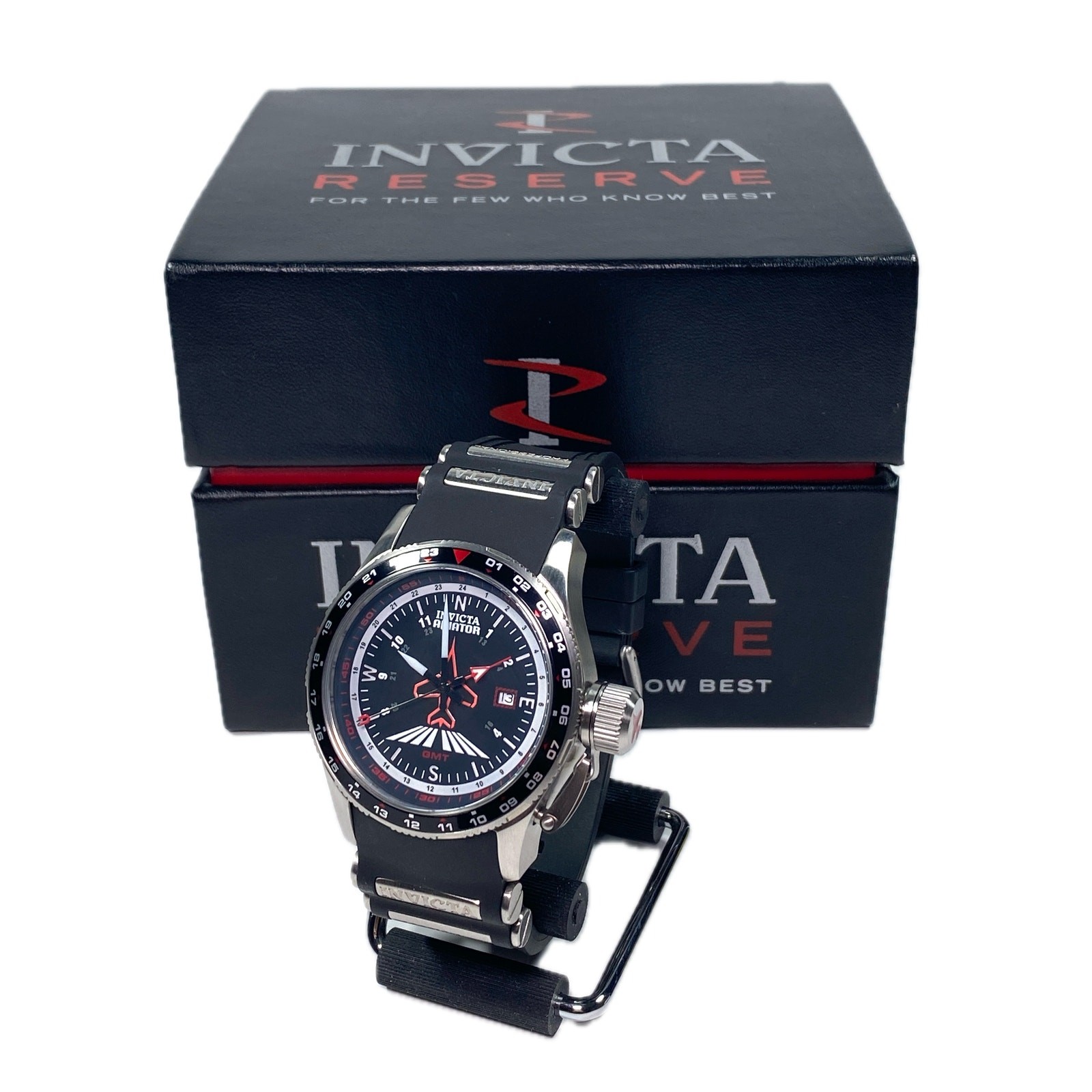 Invicta Aviator Model 1753 GMT Watch Mens 48mm Swiss Parts Movement Flame Fusion