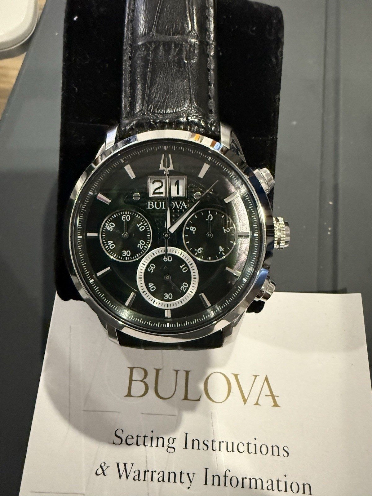 Bulova Sutton 44mm Stainless Steel Case, Deep Forest Green/Black dial