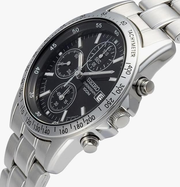 Seiko SND367PC Black Silver Chronograph Quartz Men’s Watch