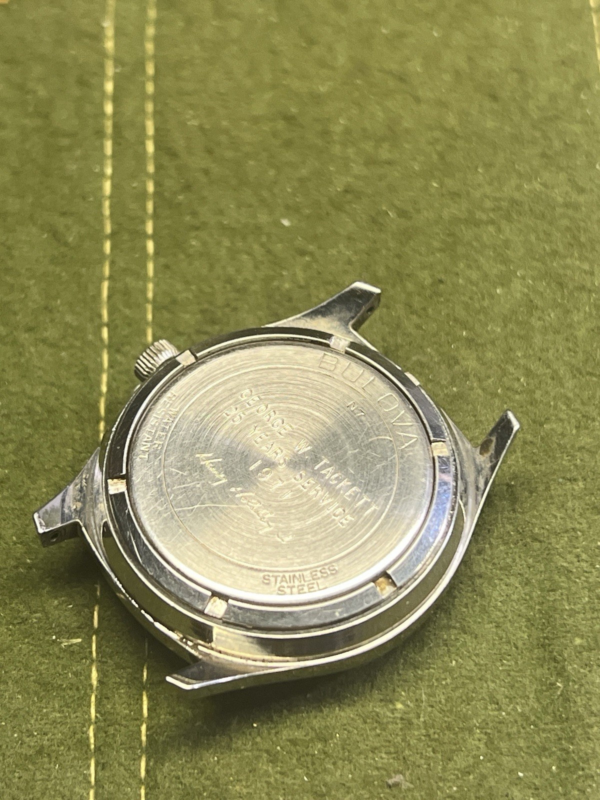 Vintage Bulova Accutron N7 35mm Watch Quartz Head Only – WORKS! Lug Hole Issue.