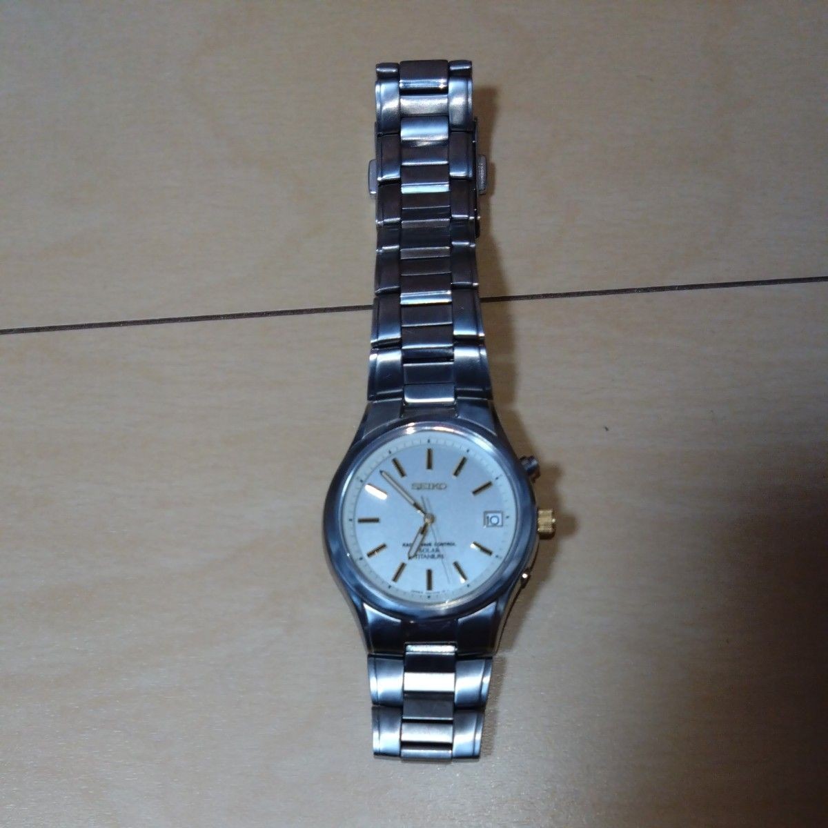 SEIKO 7B22-0AD0 Solar Radio Watch Titanium White Dial