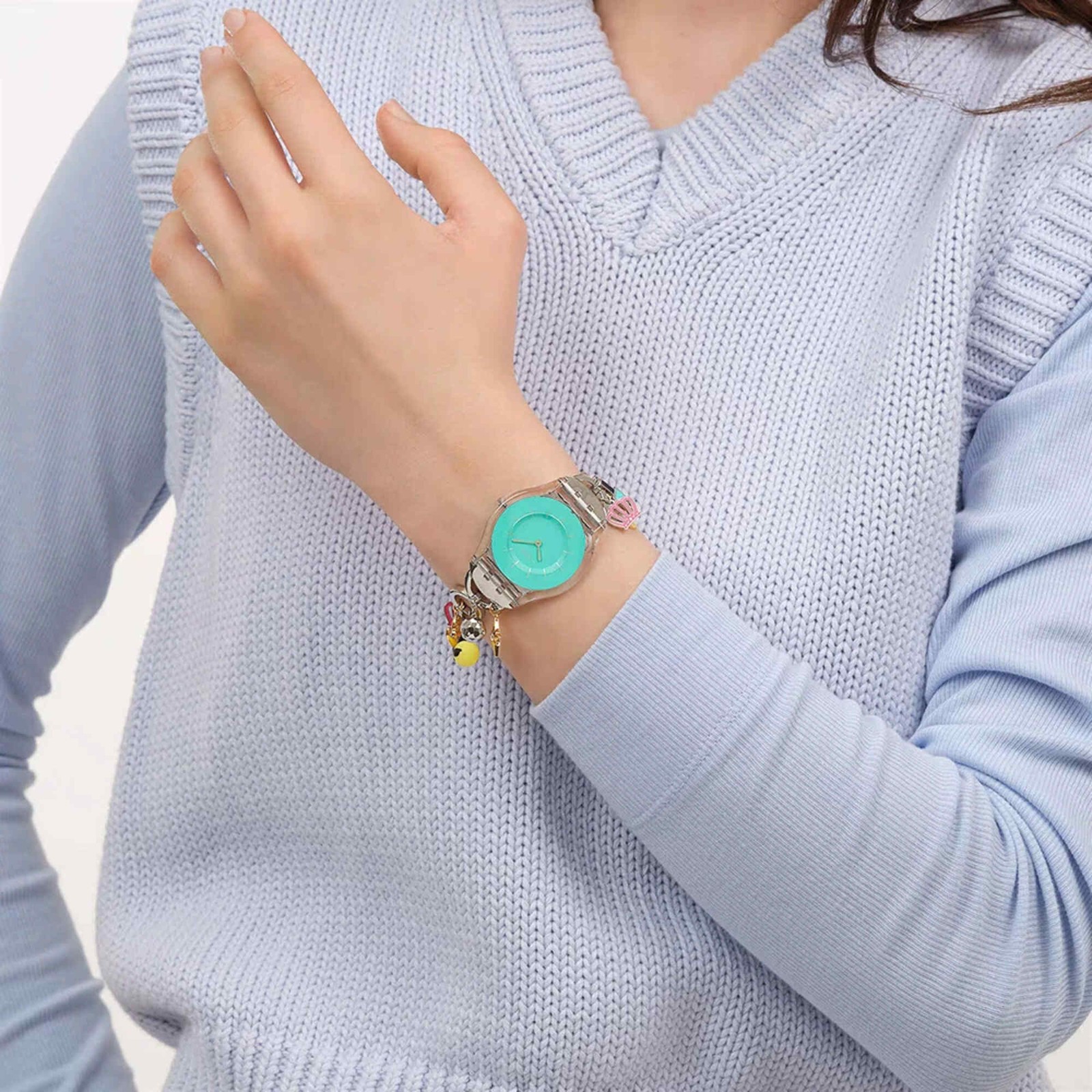 Swatch Women’s Watch Mother Like No Other Turquoise Dial Bracelet SS08Z106G