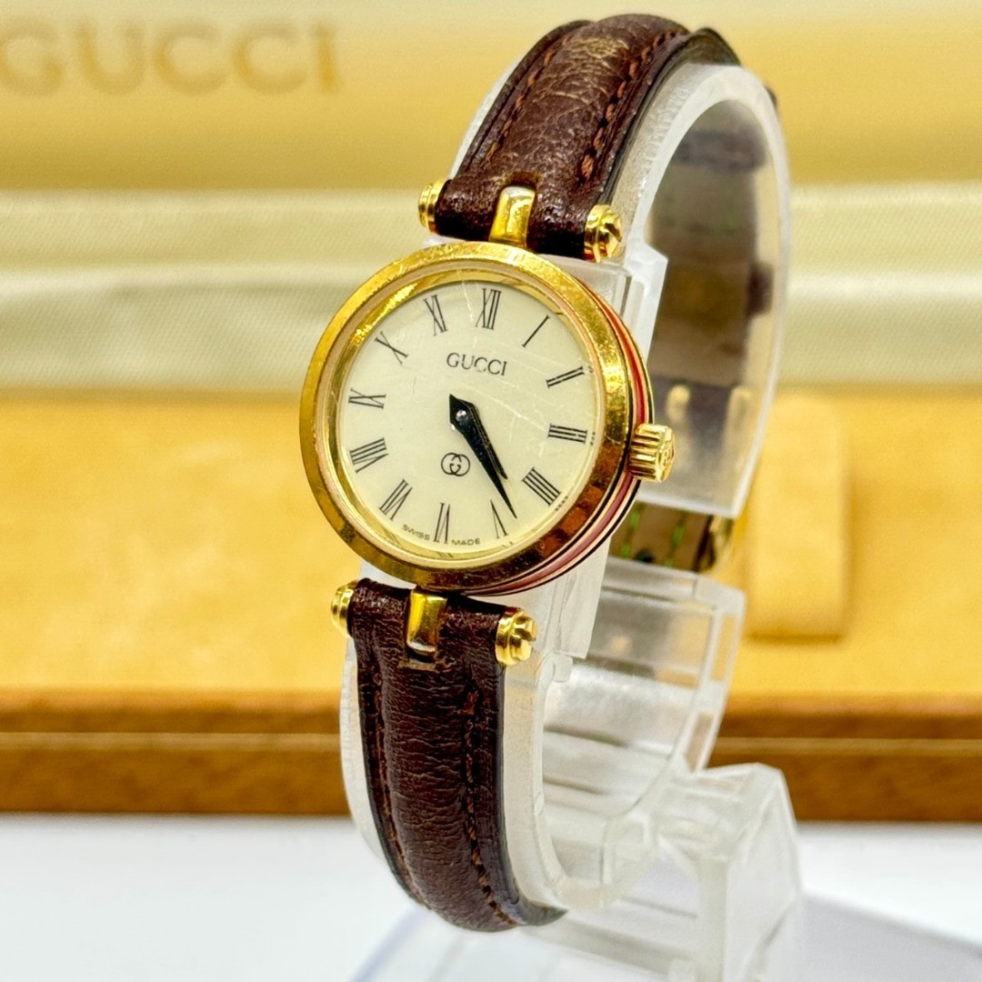 GUCCI Watch Sherry Line Ivory Dial Quartz 2 Hands with Box Working