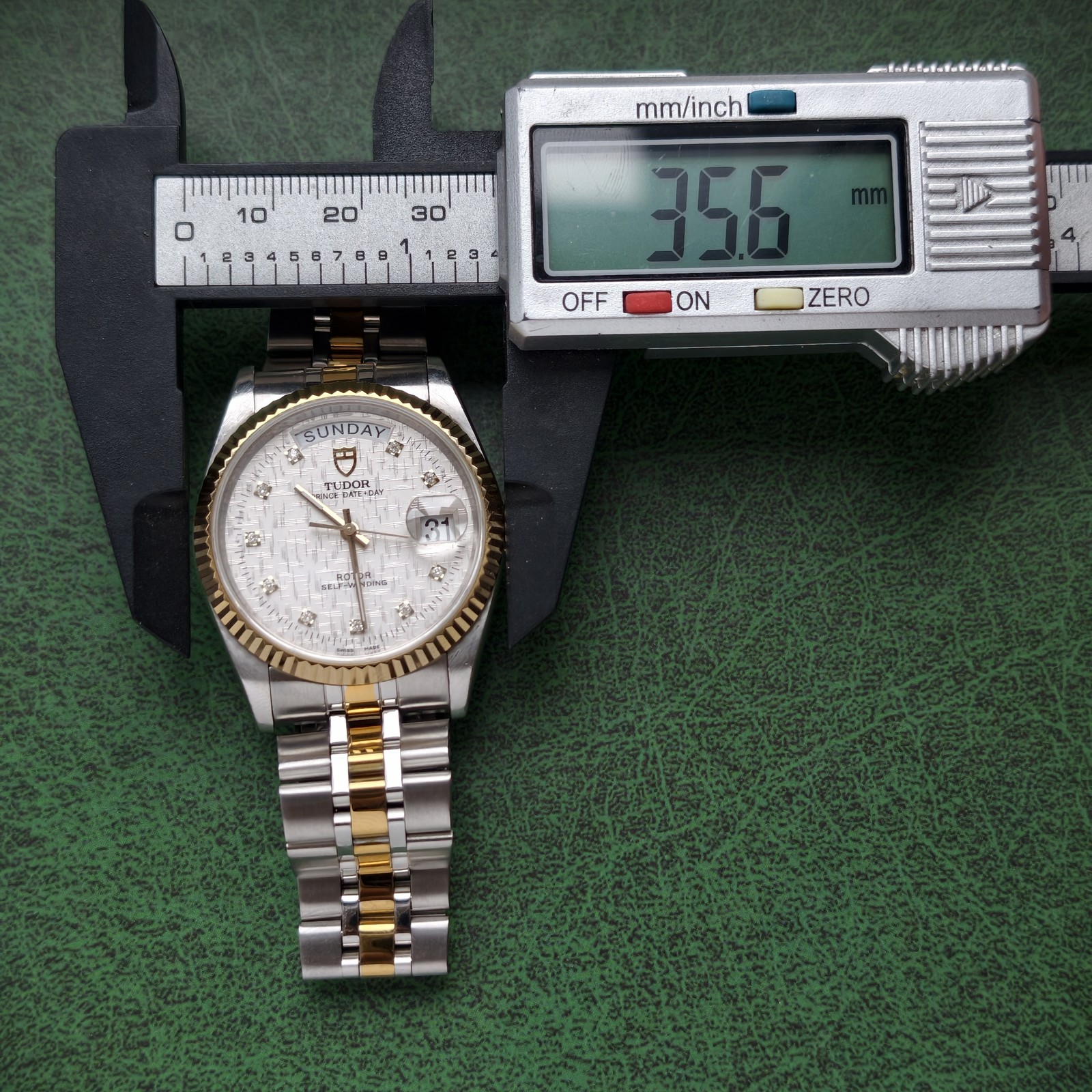 Tudor Sliver 10-Diam Linen Dial 76213 Prince Date Men’s Watch Automatic 36mm