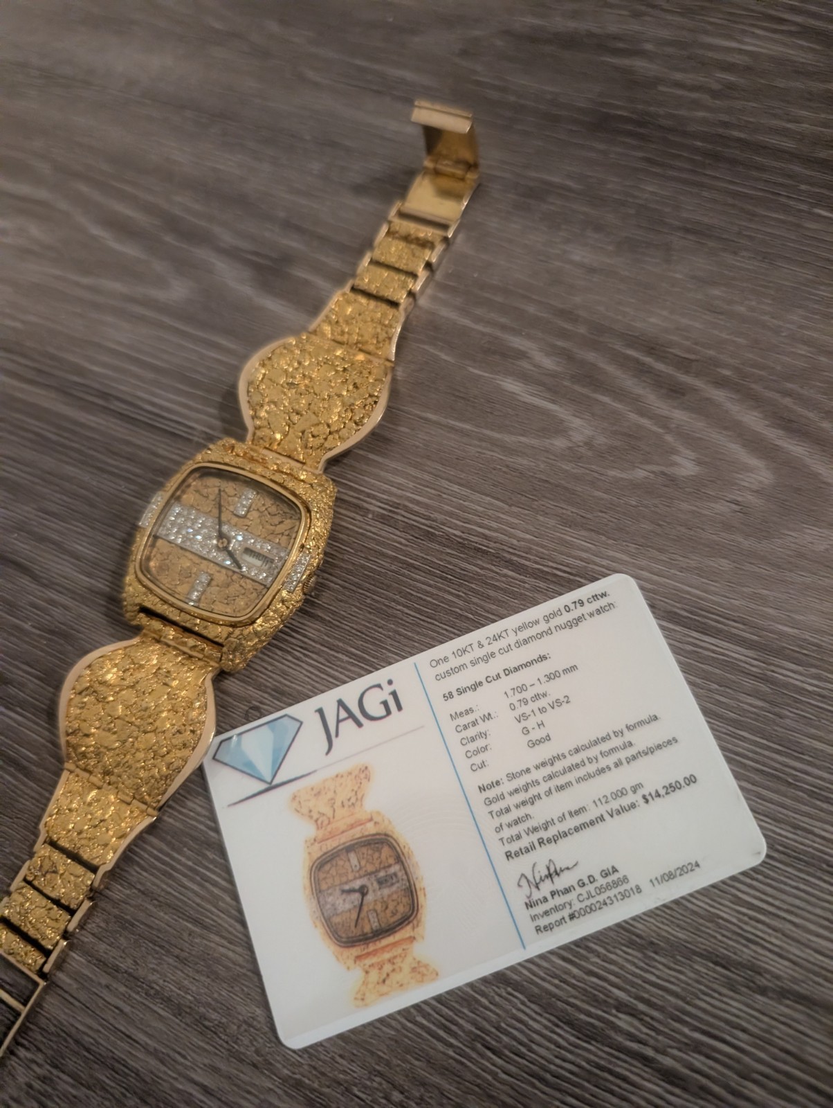 JAGI Approved Vintage 24kt Gold Nugget Seico Watch