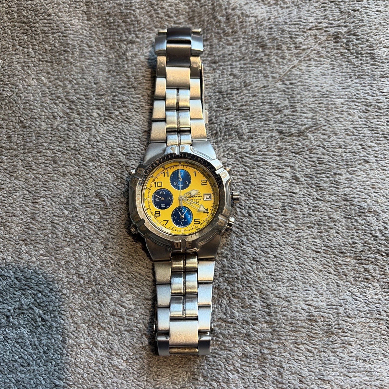 Seiko Diver 7T32-6K19 200 mm Chronograph Vtg Old Yellow Dial Fits 7-2.5 Wrist