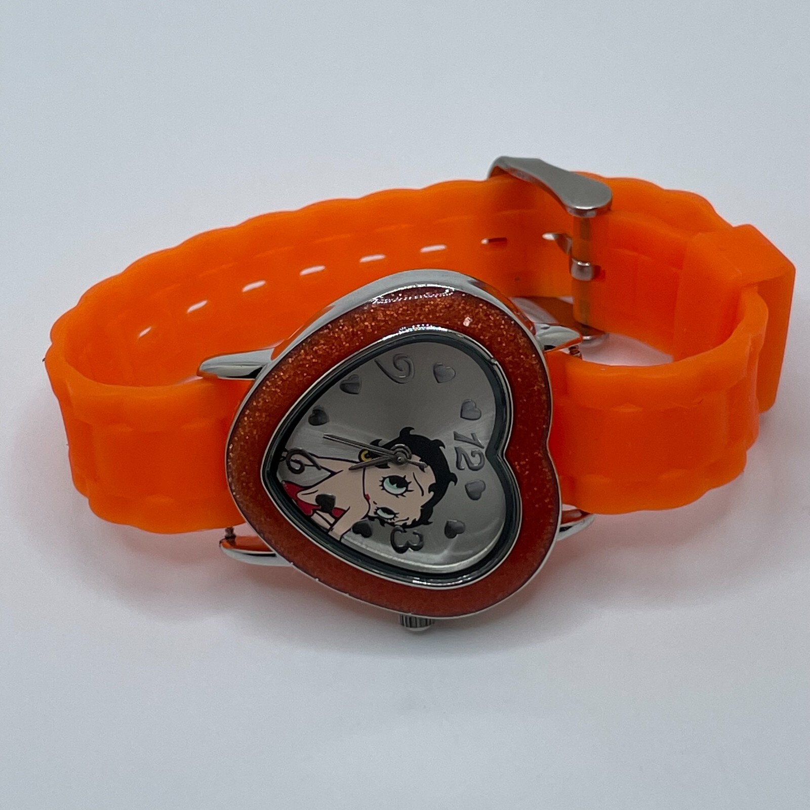Betty Boop Watch Womens 36mm Case Orange Bezel One Piece Strap Quartz Analog