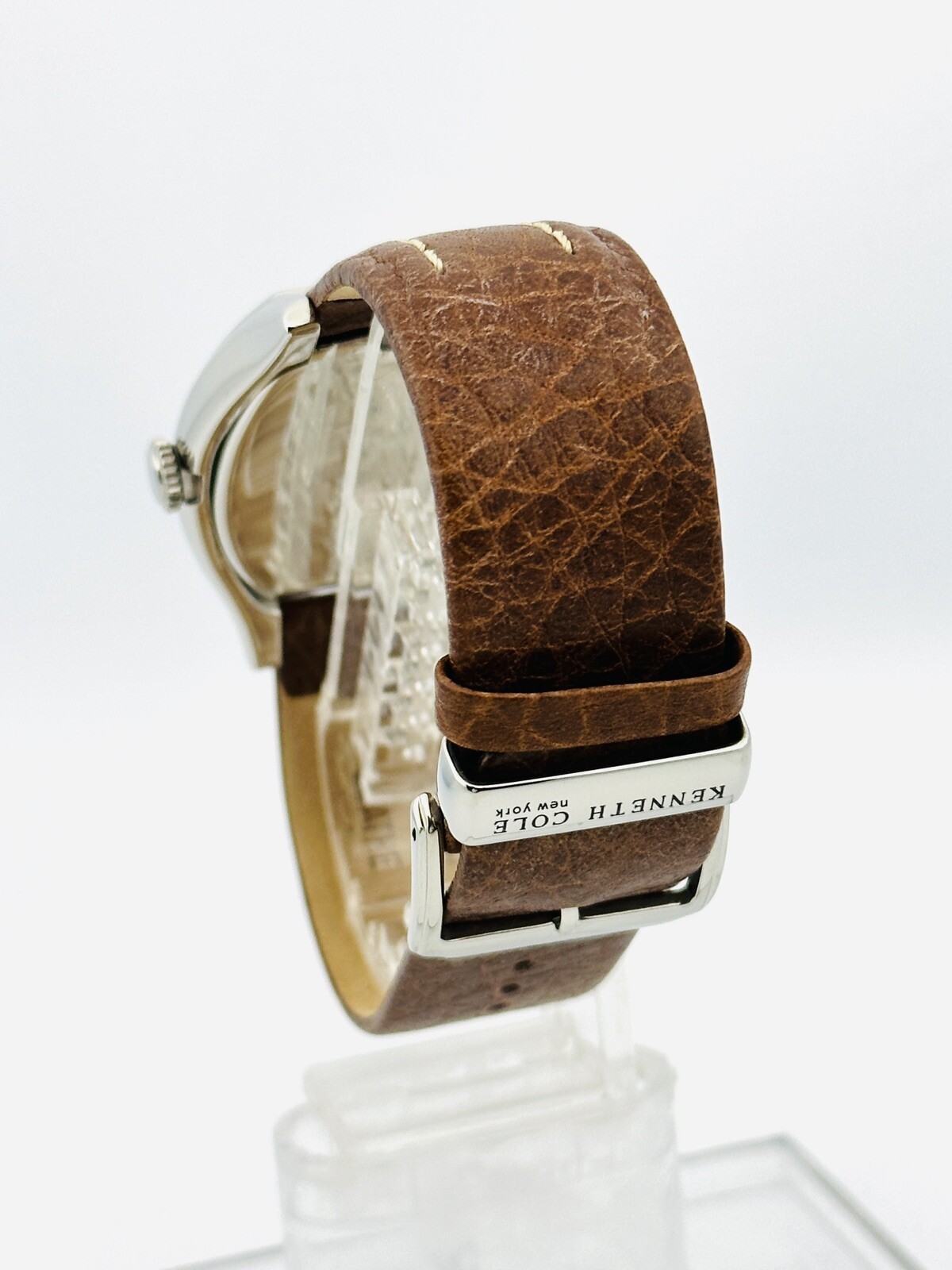Kenneth Cole KC1273 Men’s Barrel / Tonneau Shape Brown Dial &Leather Strap Watch